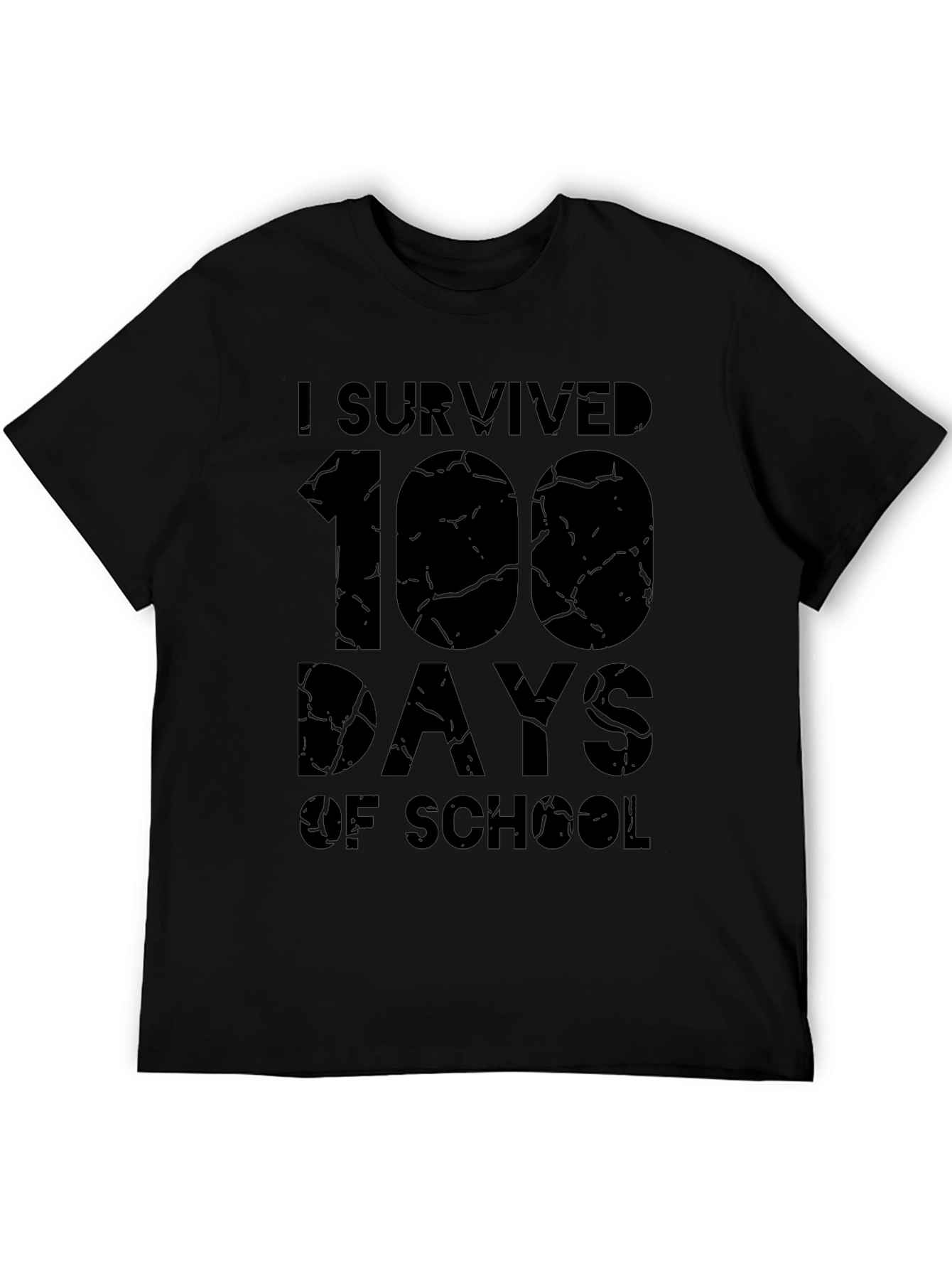 I Survived 100 Days of School Black T-Shirt