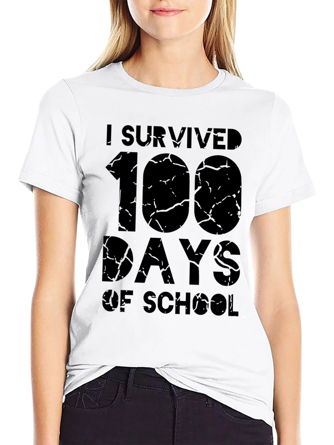 I Survived 100 Days of School Black T-Shirt