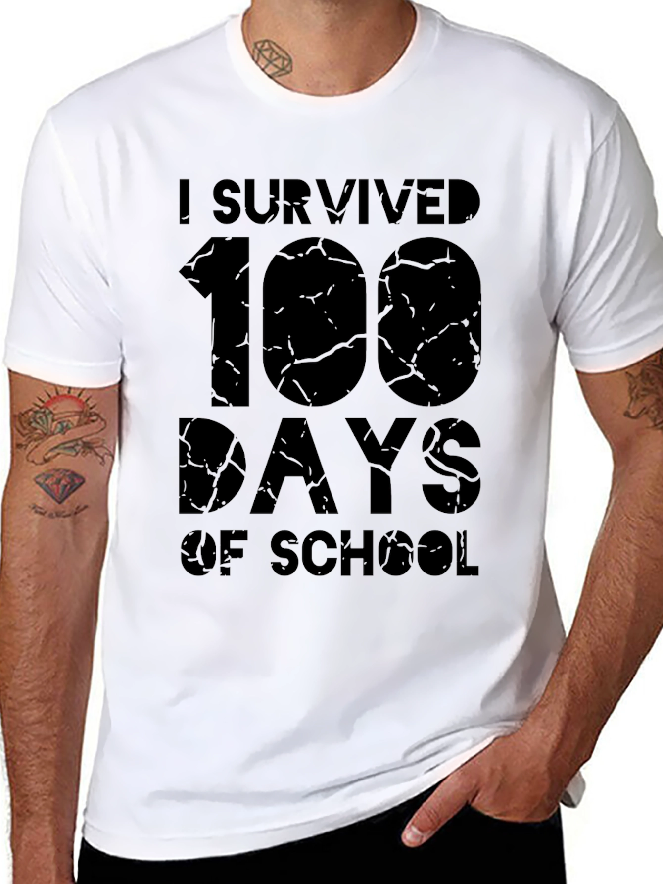 I Survived 100 Days of School Black T-Shirt