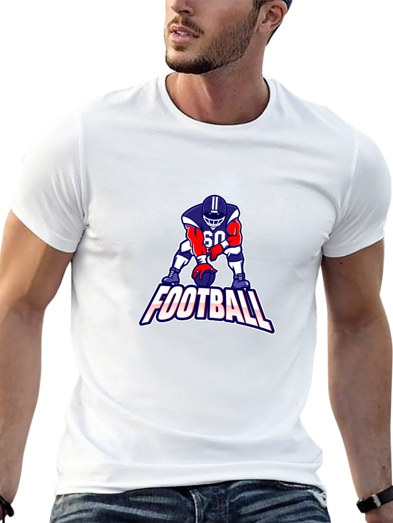 Football Player Graphic Tee - Black