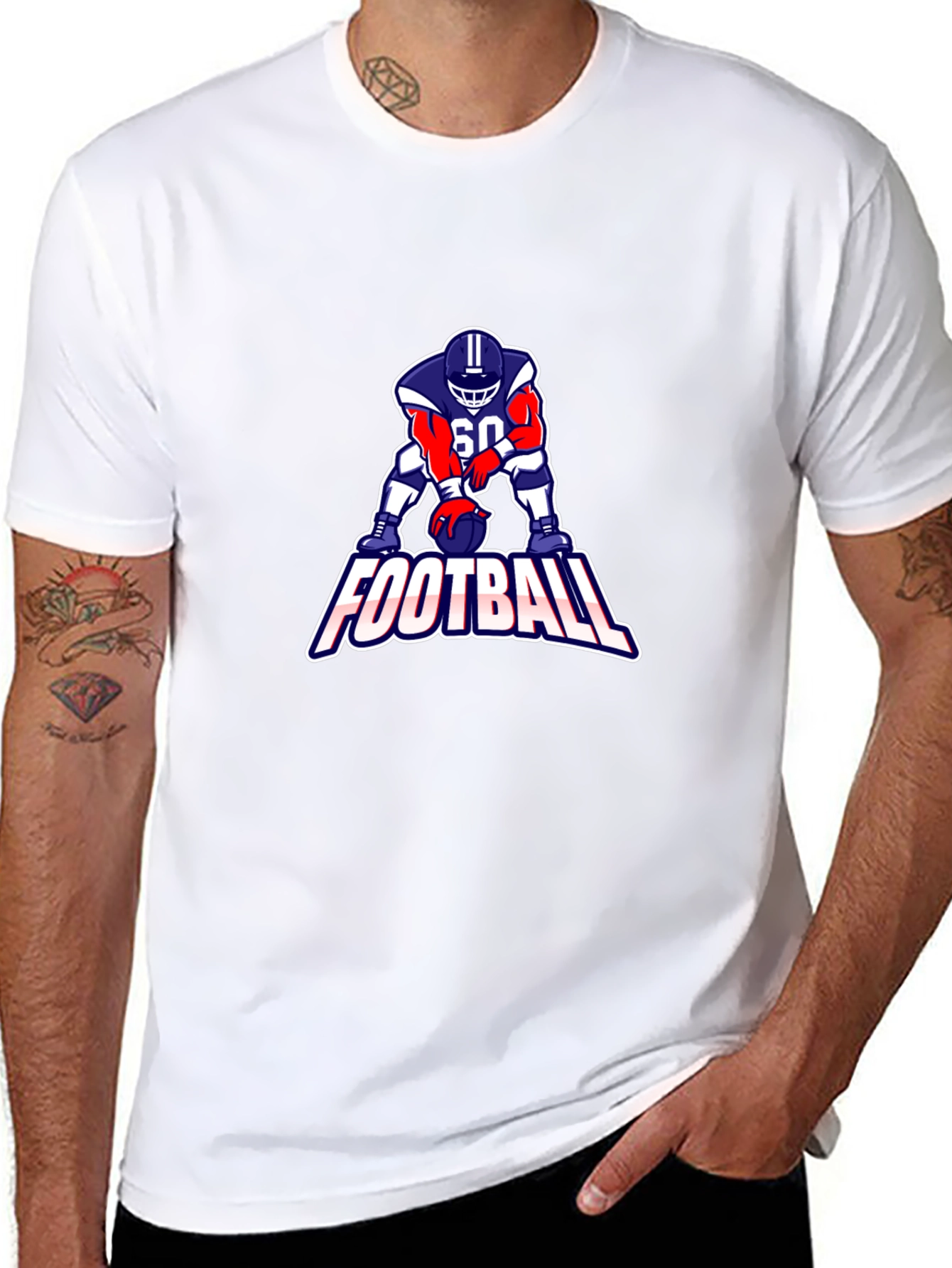 Football Player Graphic Tee - Black