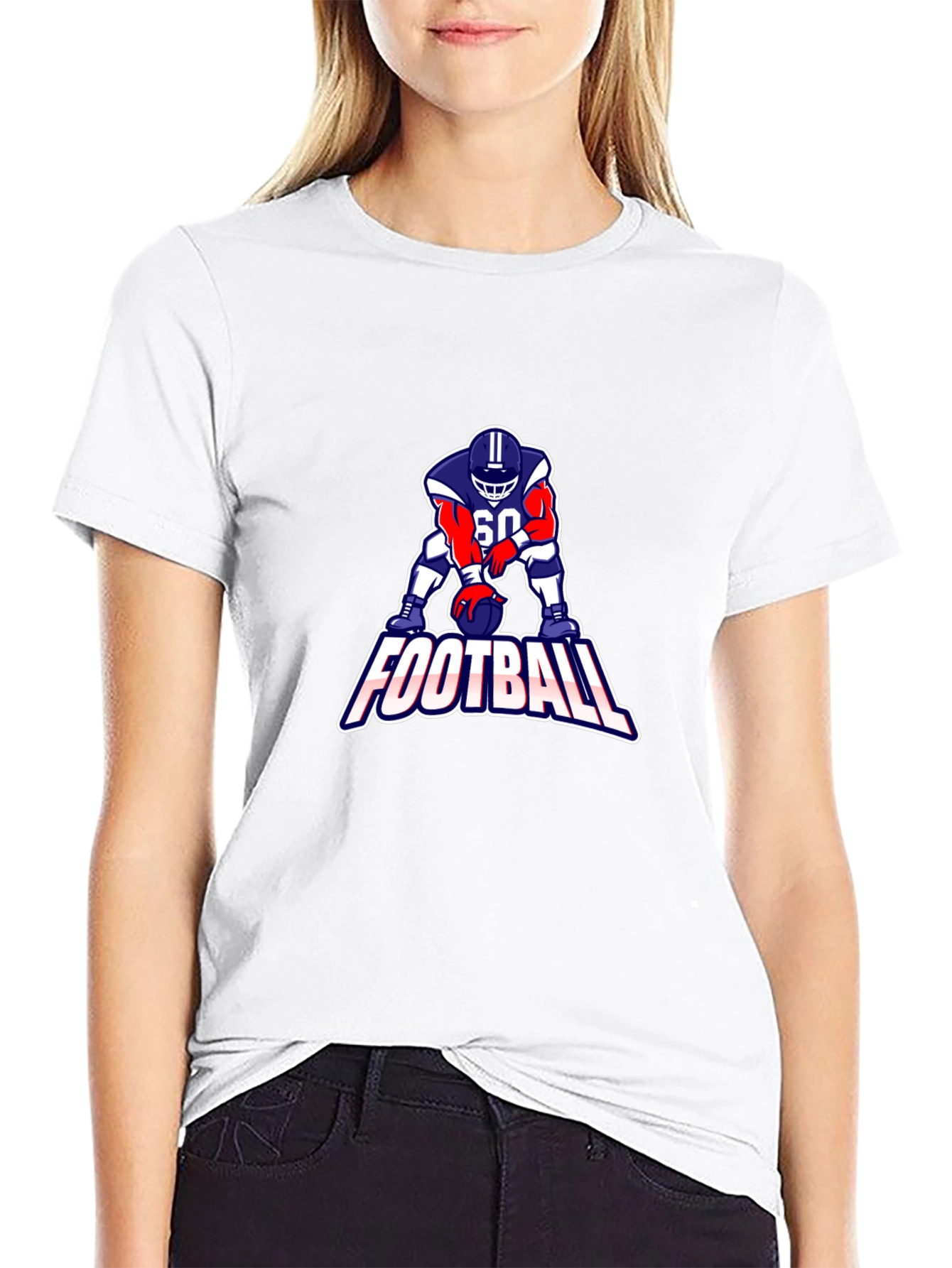 Football Player Graphic Tee - Black