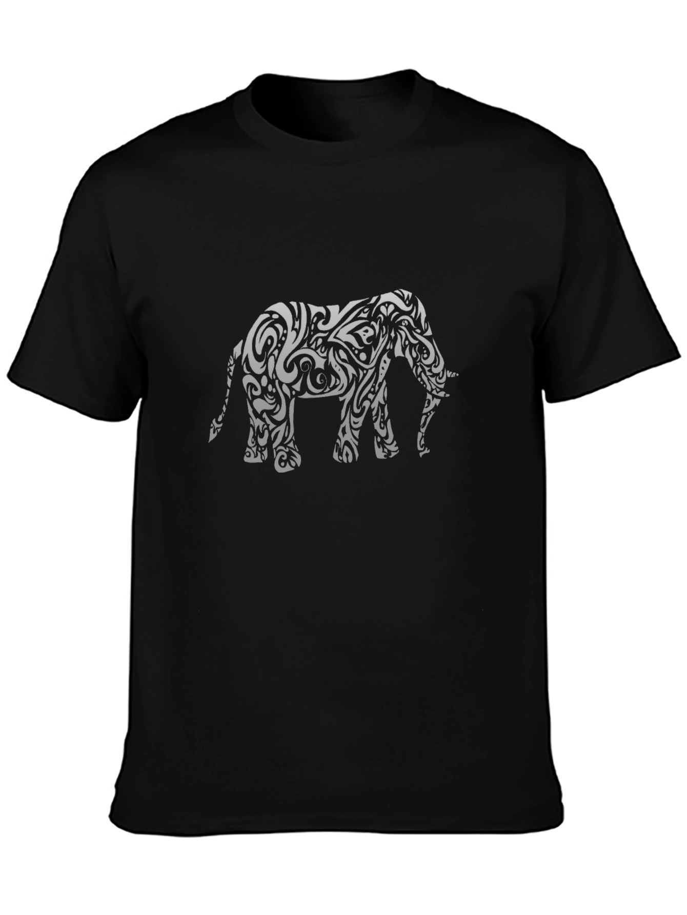Tribal Elephant Graphic Black T-Shirt