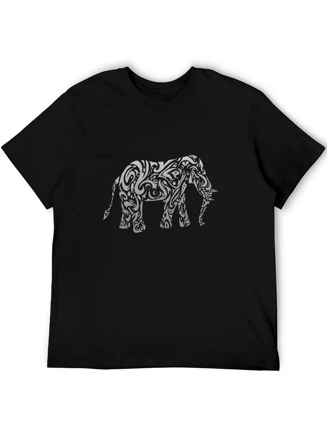 Tribal Elephant Graphic Black T-Shirt