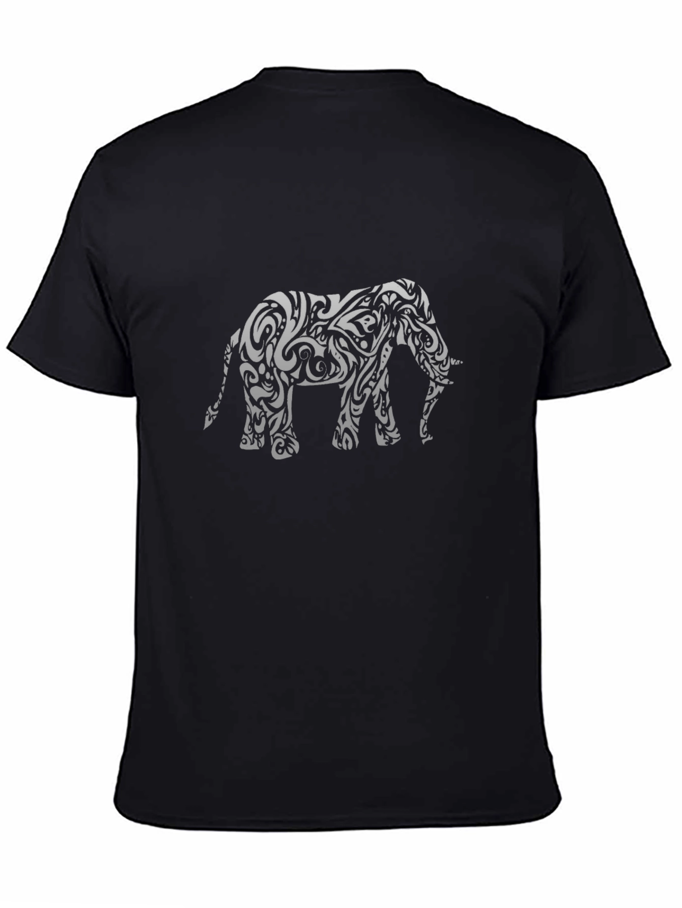 Tribal Elephant Graphic Black T-Shirt