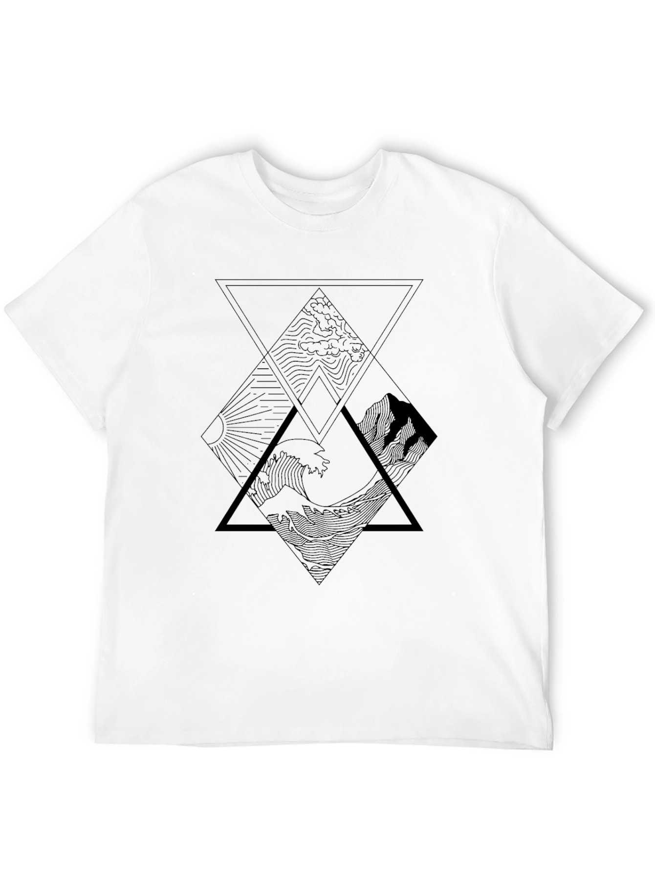 Geometric Landscape Graphic Tee - Black