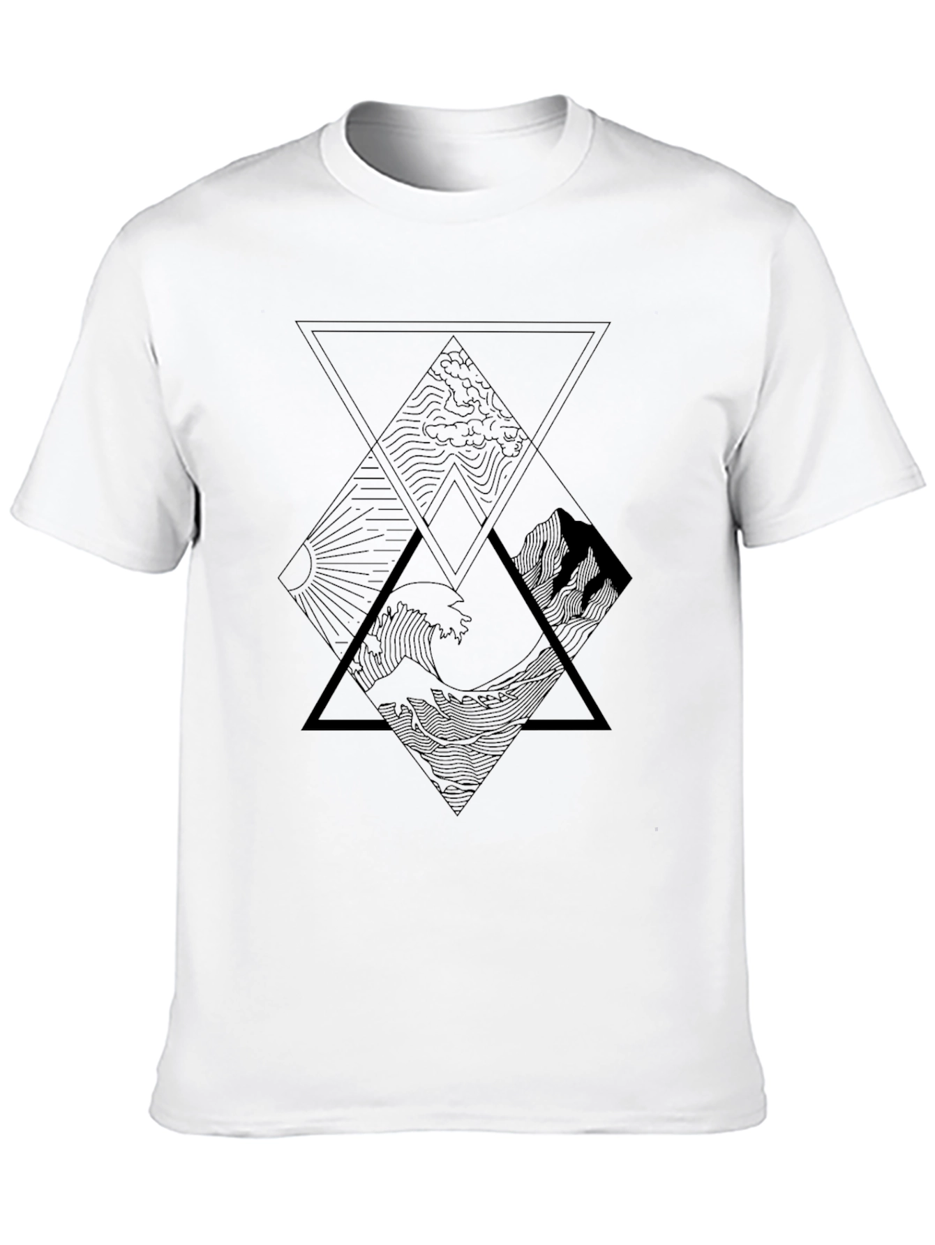 Geometric Landscape Graphic Tee - Black