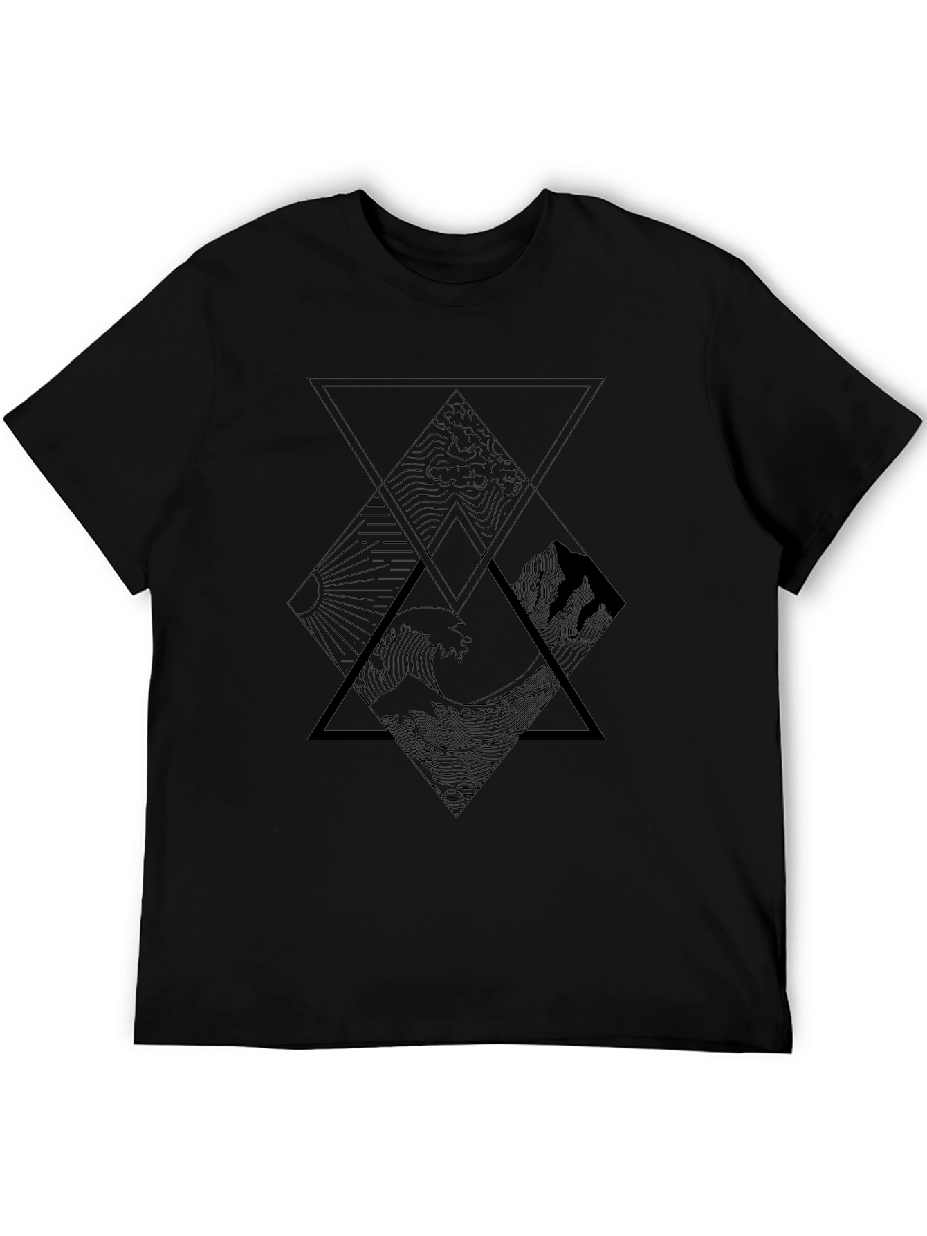 Geometric Landscape Graphic Tee - Black