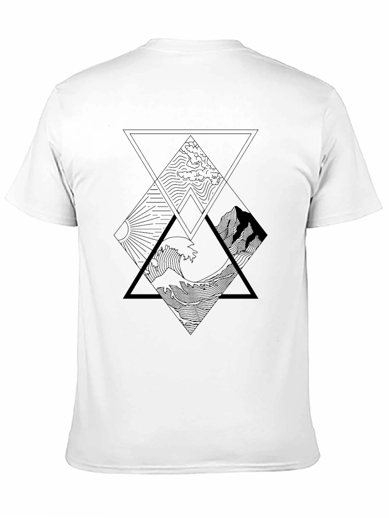 Geometric Landscape Graphic Tee - Black