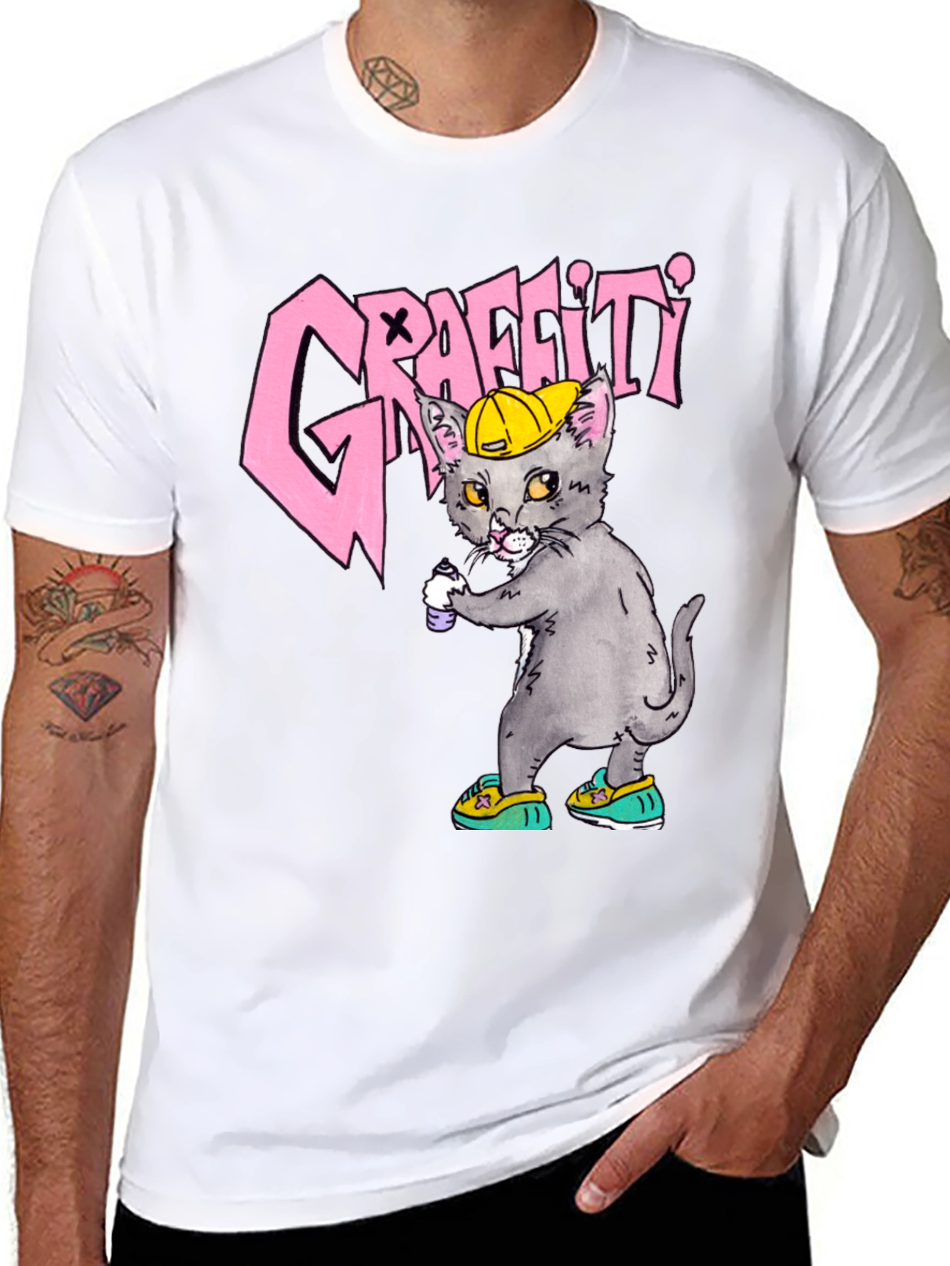 Graffiti Cat Graphic Tee
