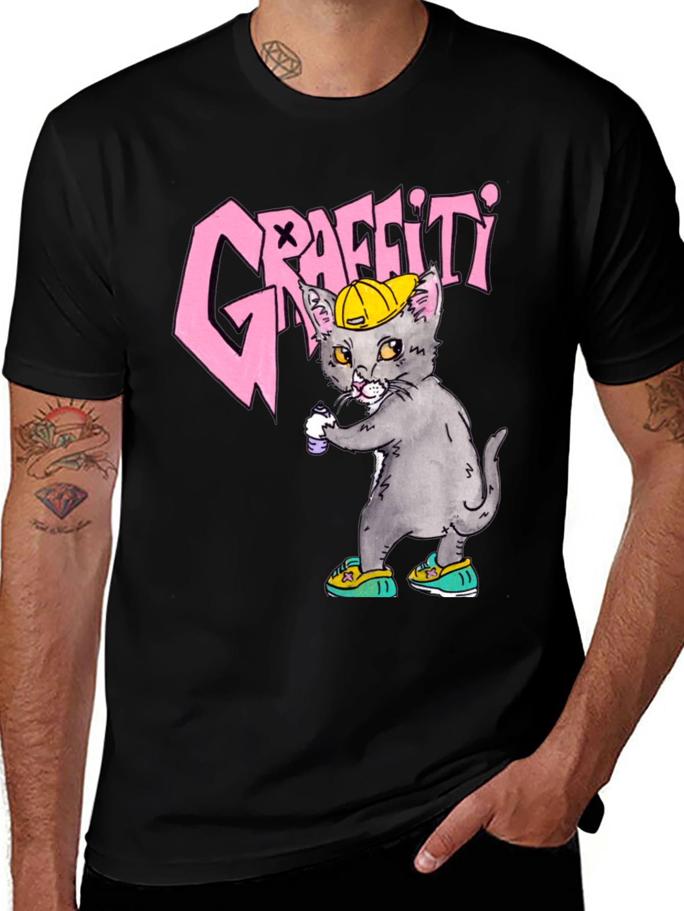 Graffiti Cat Graphic Tee