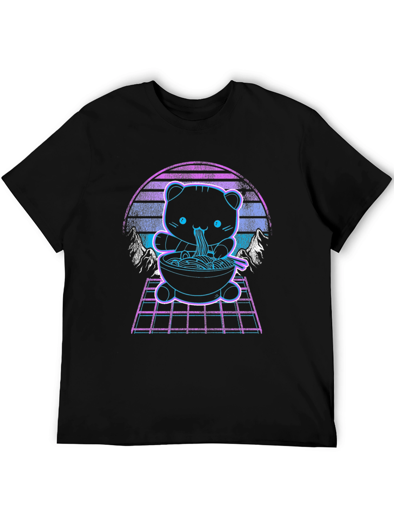 Neon Ramen Bear Graphic T-Shirt