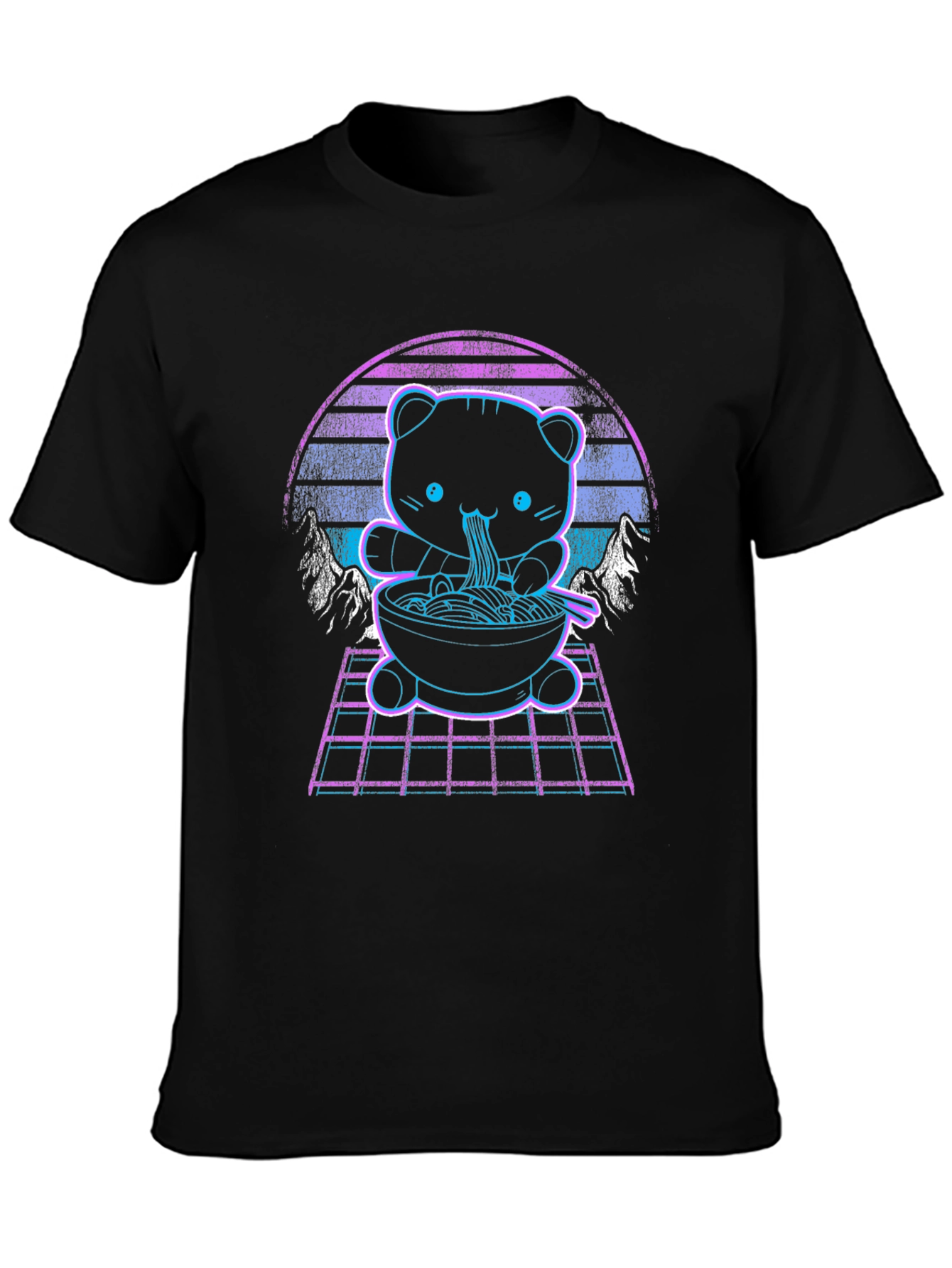 Neon Ramen Bear Graphic T-Shirt