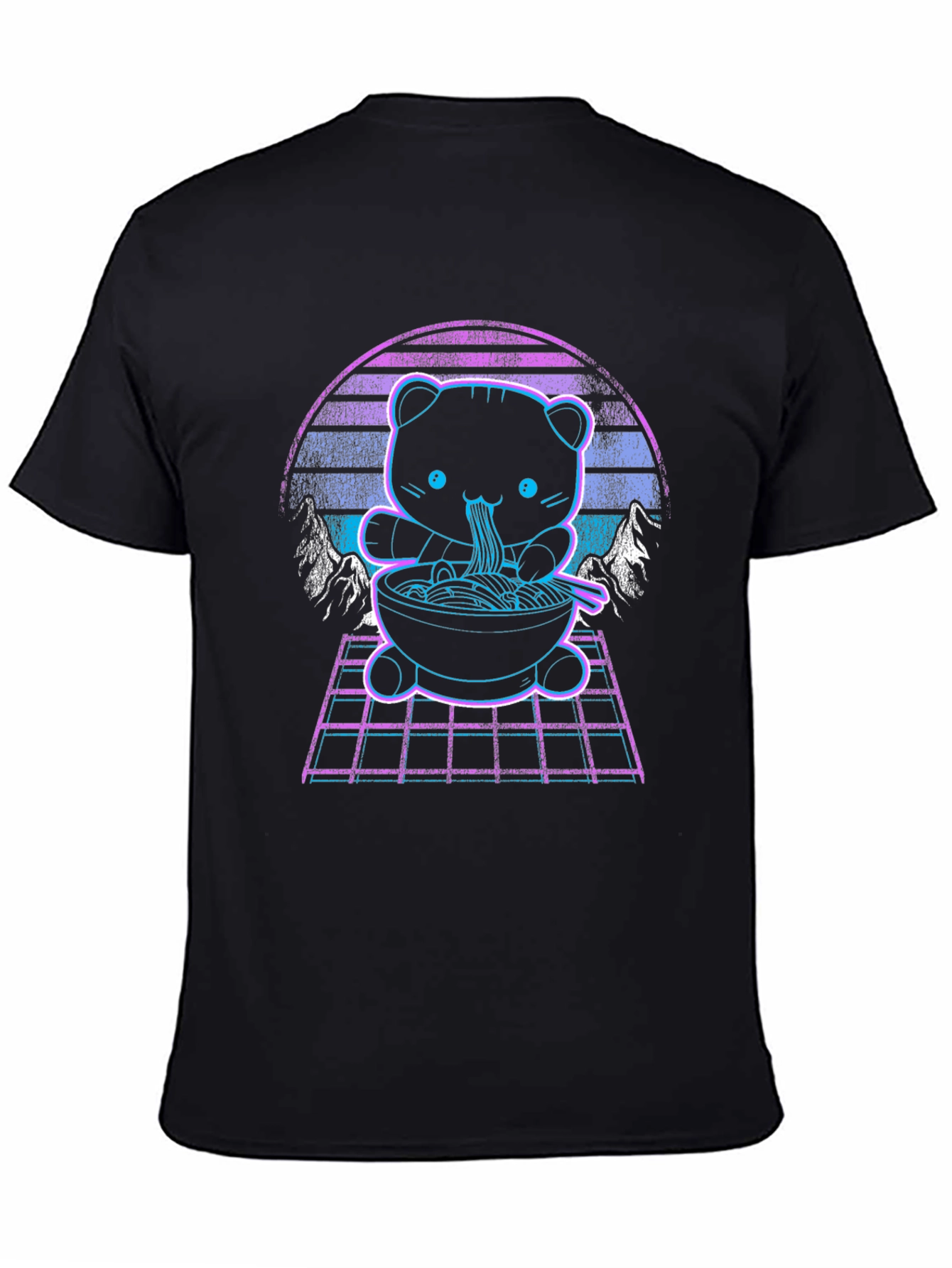 Neon Ramen Bear Graphic T-Shirt