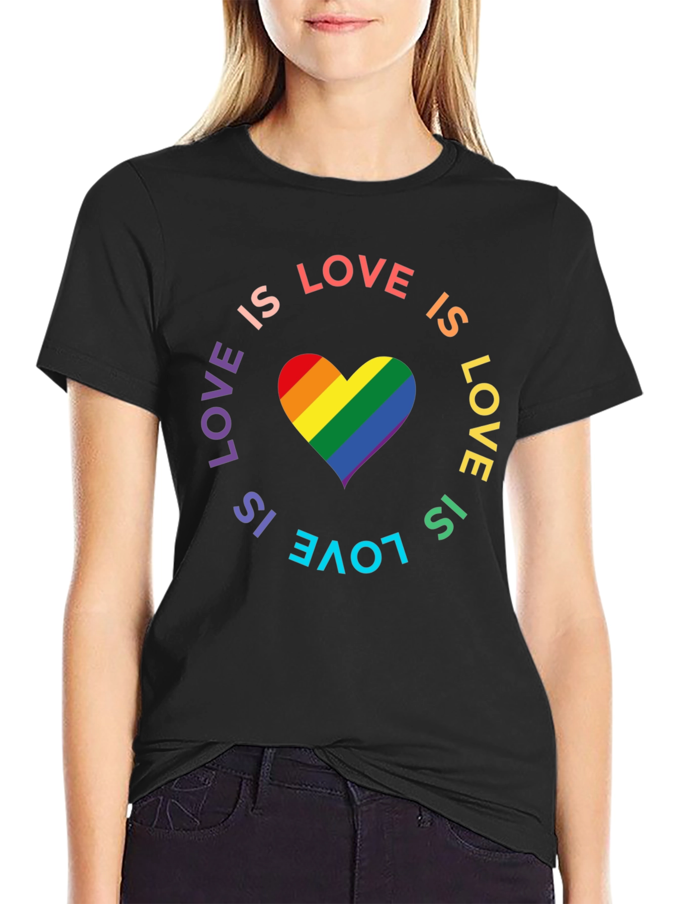 Love Is Love LGBTQ+ Rainbow Heart T-Shirt
