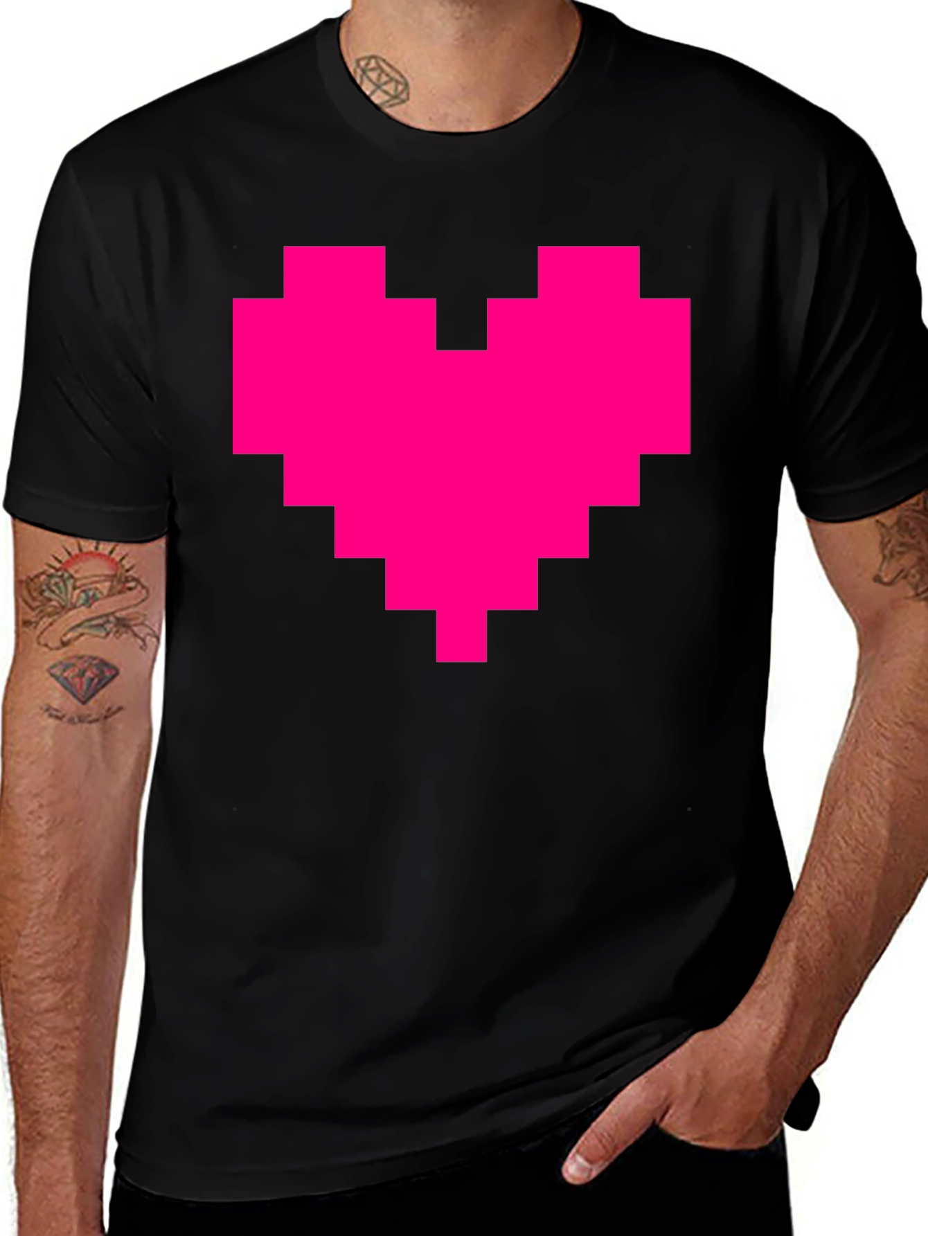 Pixel Heart Graphic Tee - Black T-Shirt