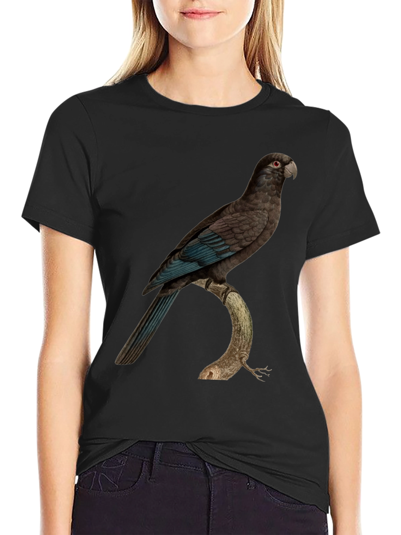Parrot Graphic Print Black T-Shirt