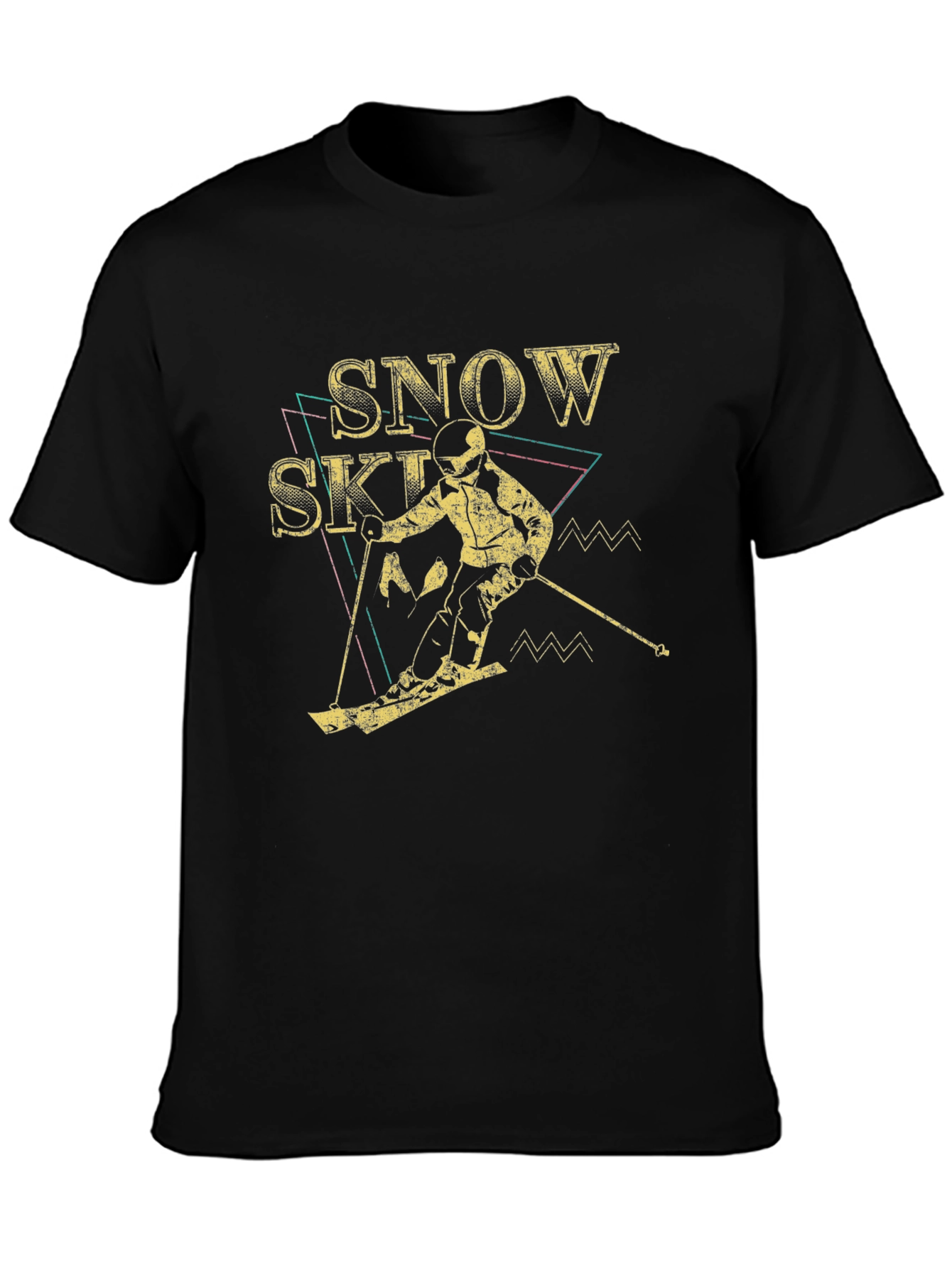Snow Skiing Retro Graphic Tee - Black