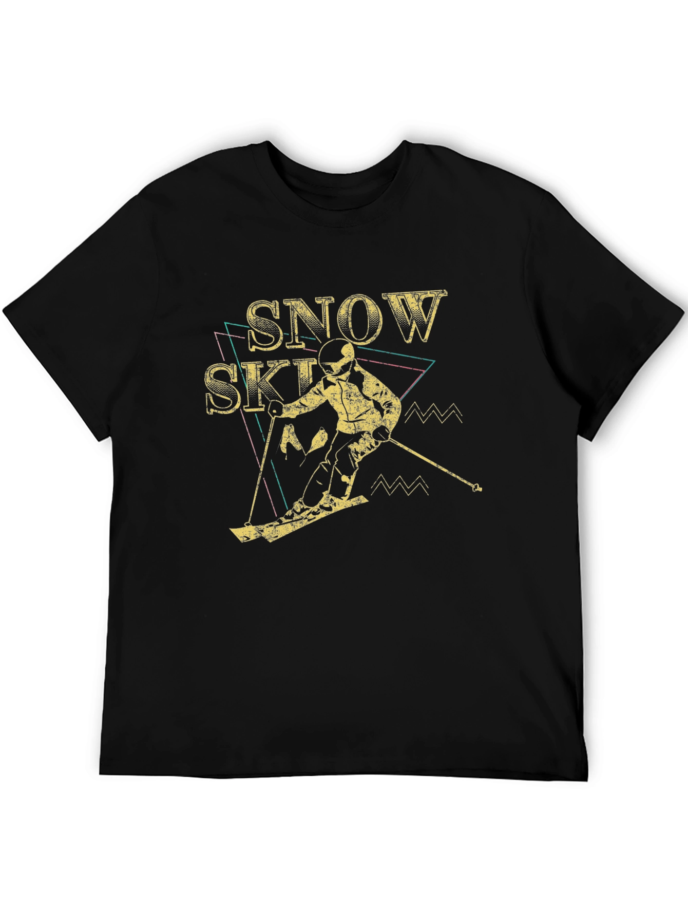 Snow Skiing Retro Graphic Tee - Black