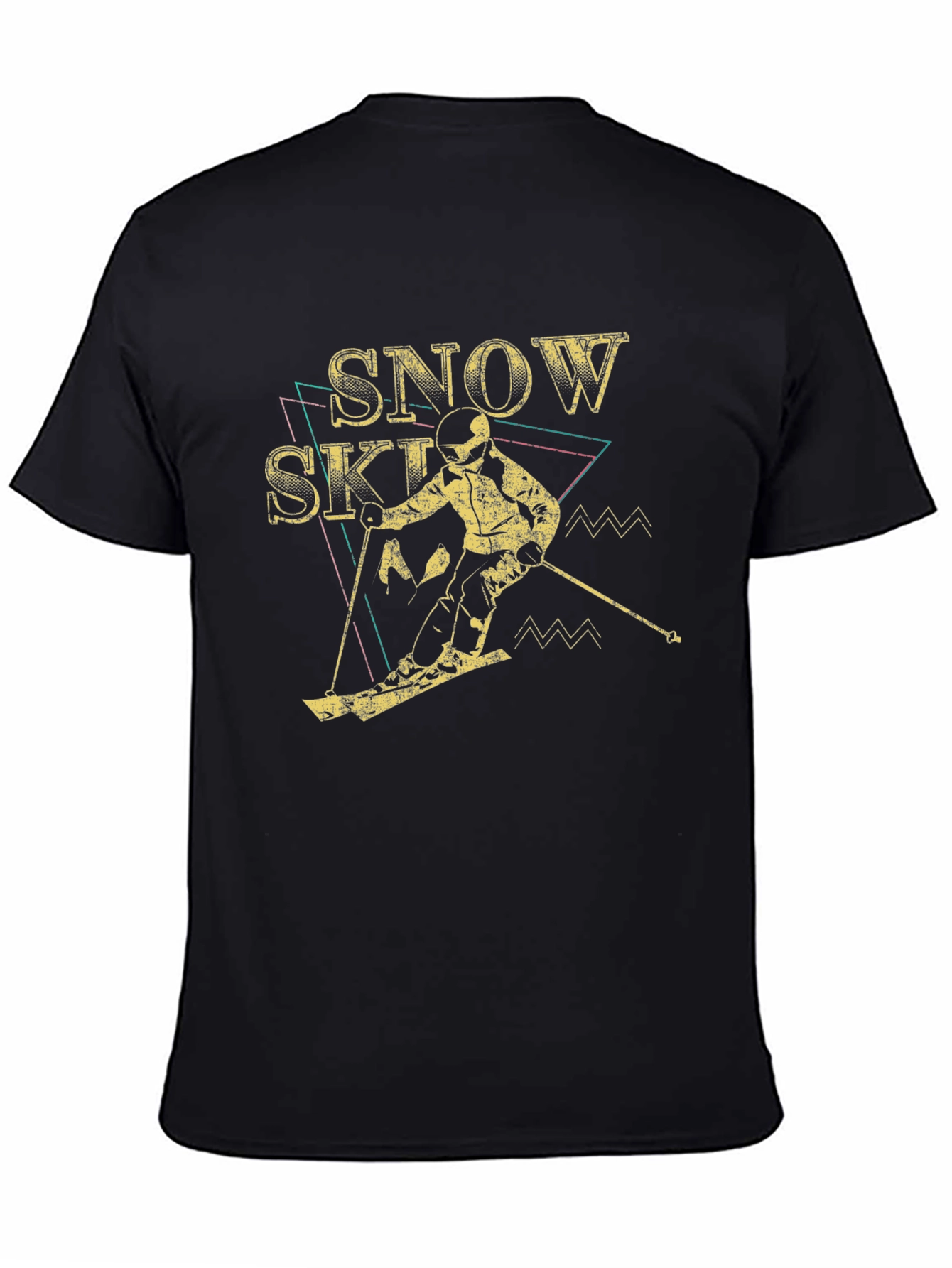 Snow Skiing Retro Graphic Tee - Black