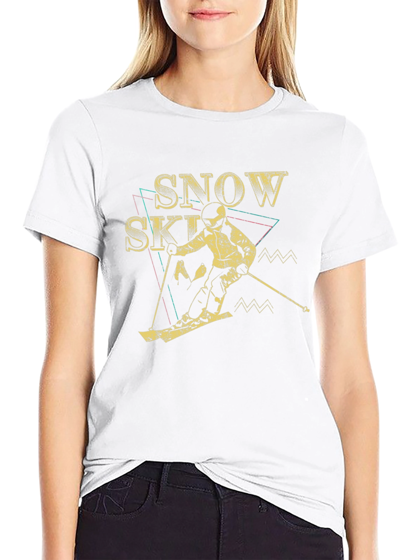 Snow Skiing Retro Graphic Tee - Black