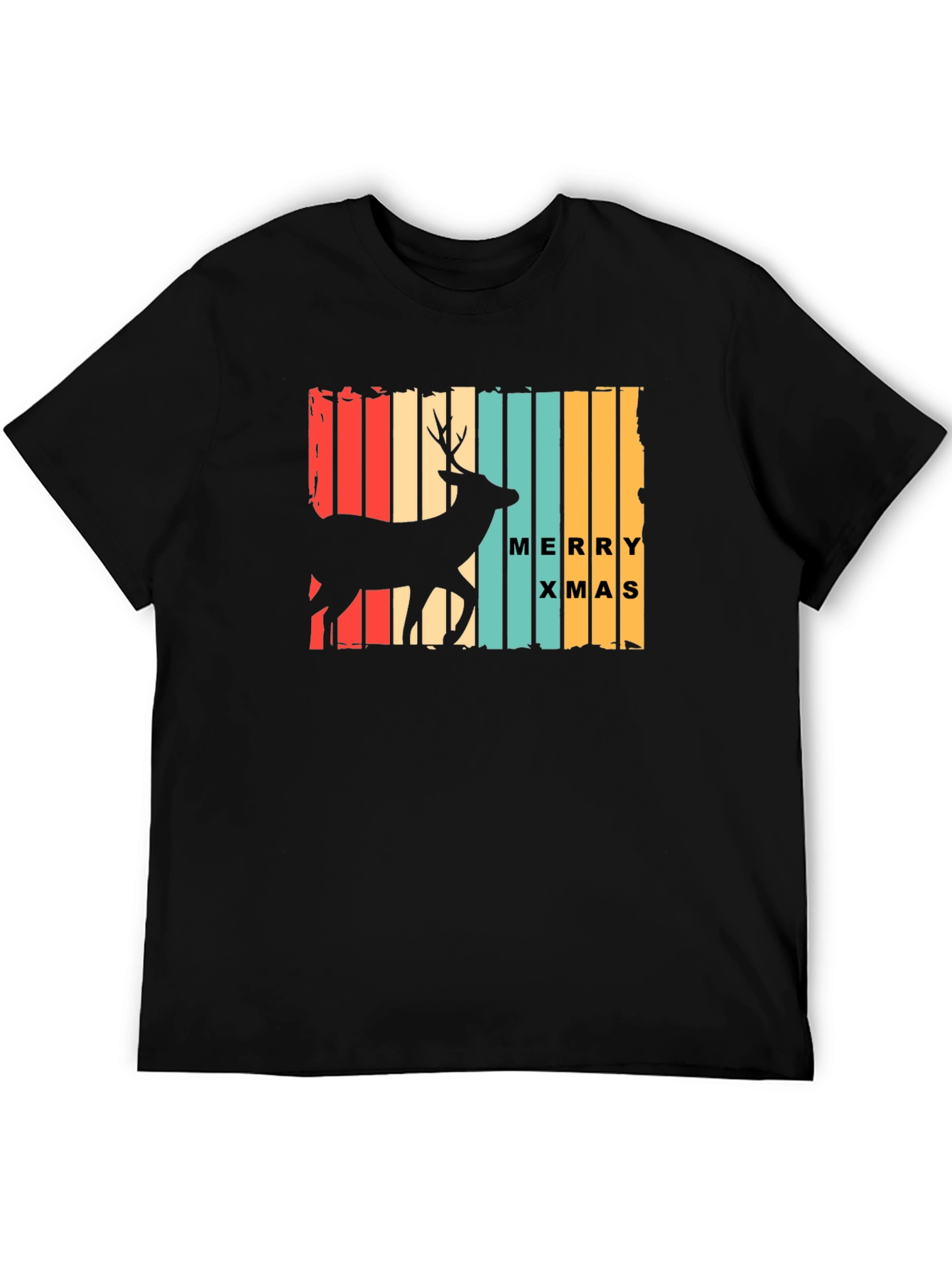 Retro Merry Xmas Deer Graphic T-Shirt