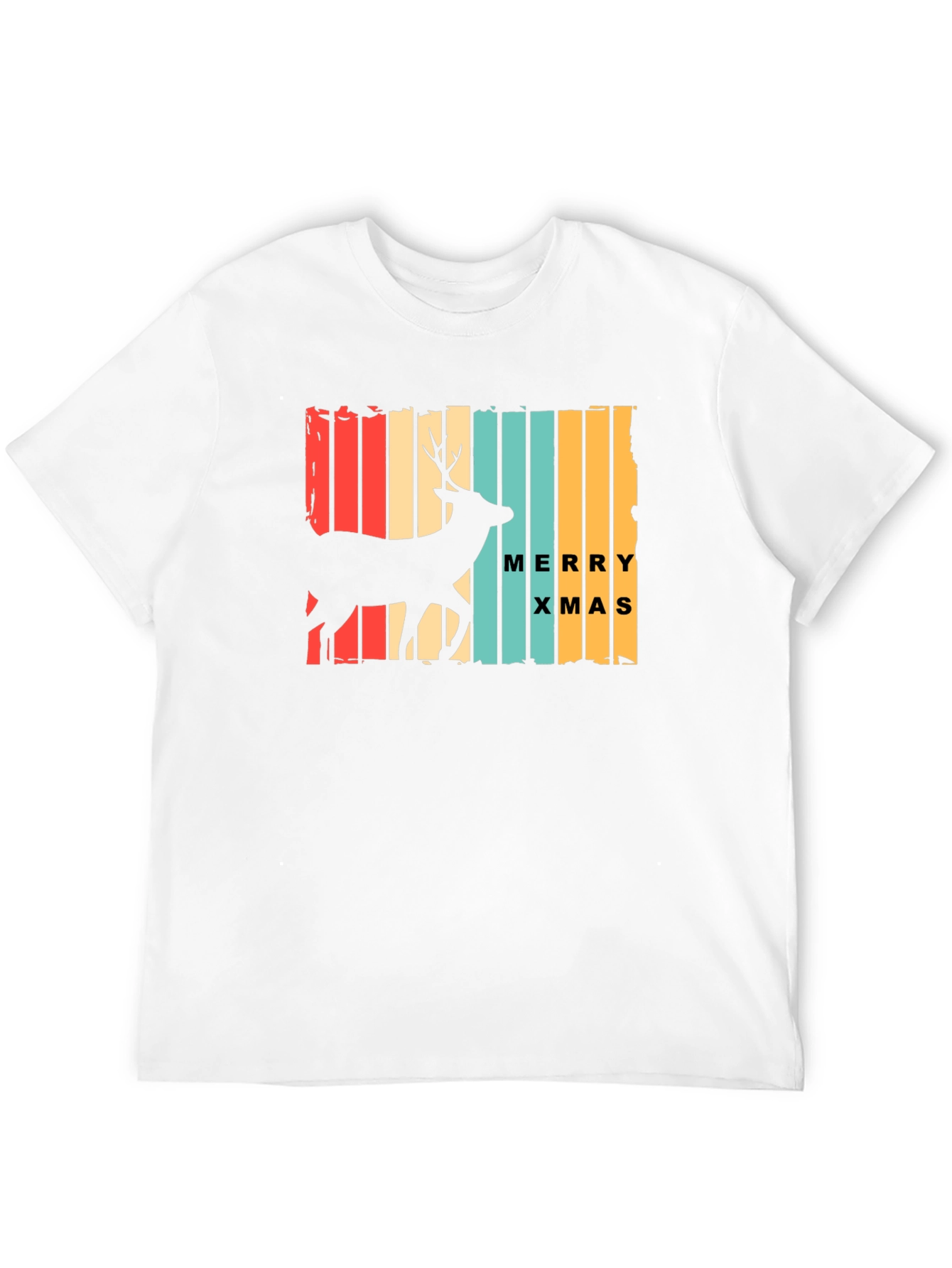 Retro Merry Xmas Deer Graphic T-Shirt