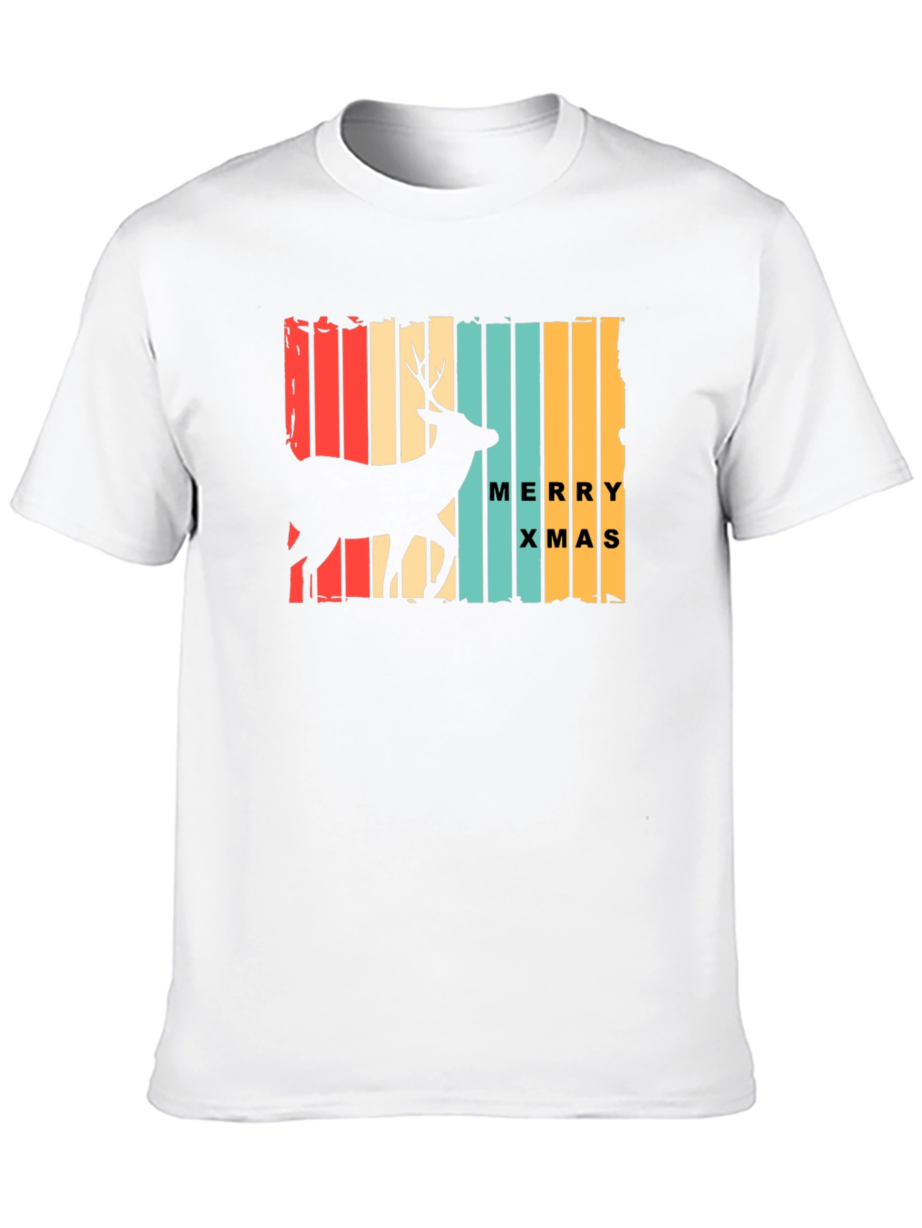 Retro Merry Xmas Deer Graphic T-Shirt