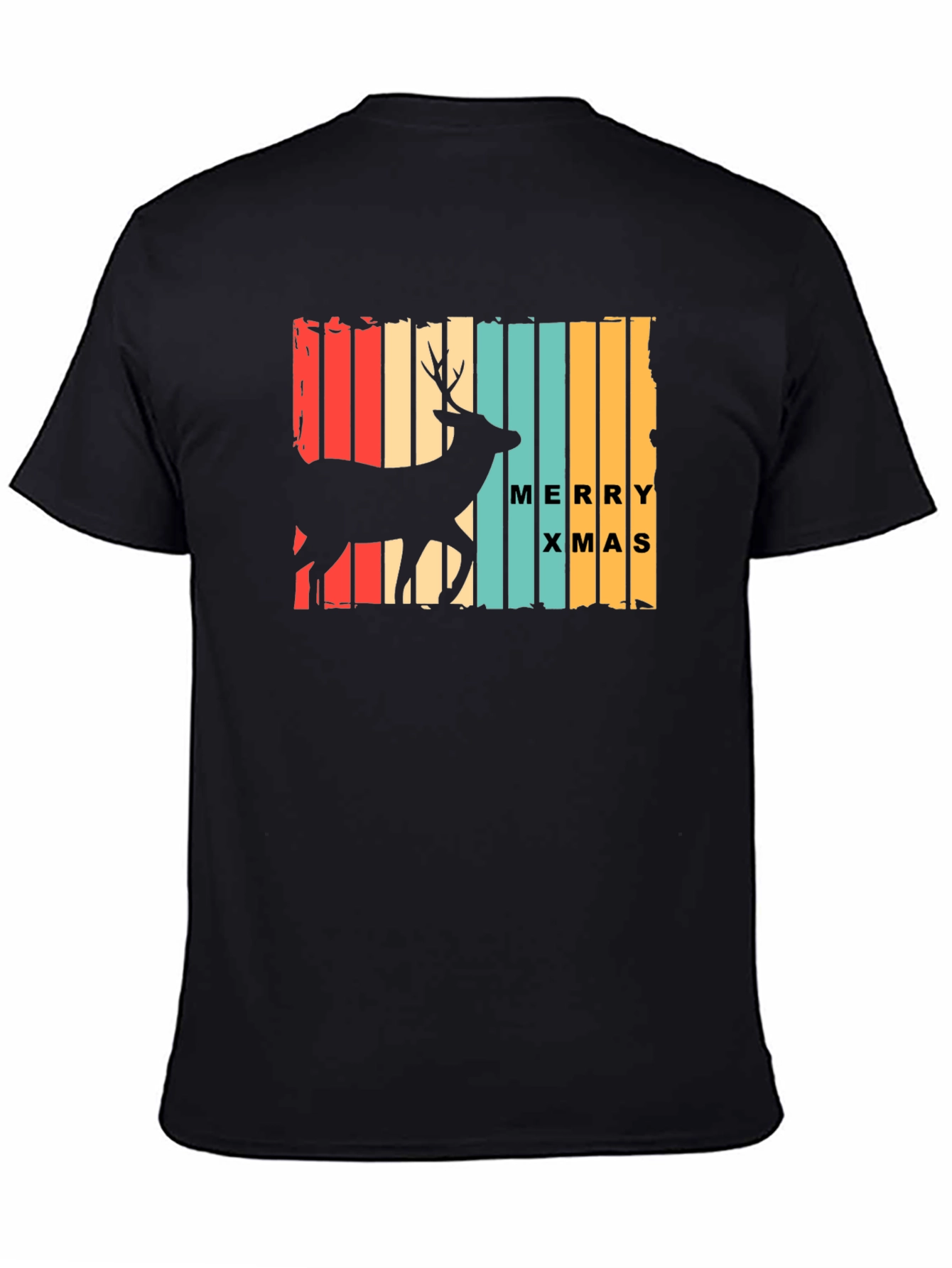 Retro Merry Xmas Deer Graphic T-Shirt