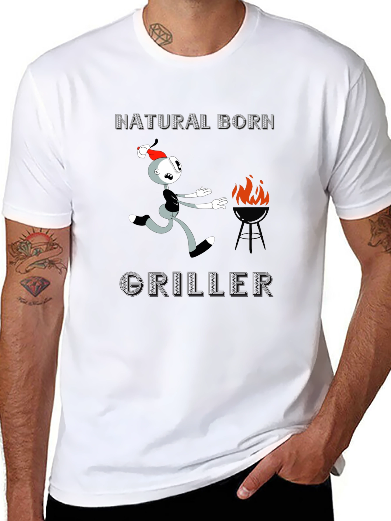 Natural Born Griller Funny Graphic T-Shirt