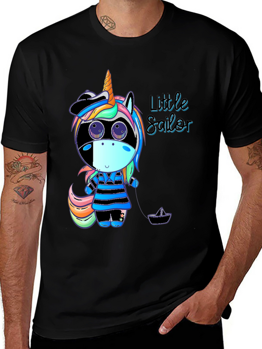 Unicorn Sailor Graphic Tee - Cute & Stylish Black T-Shirt