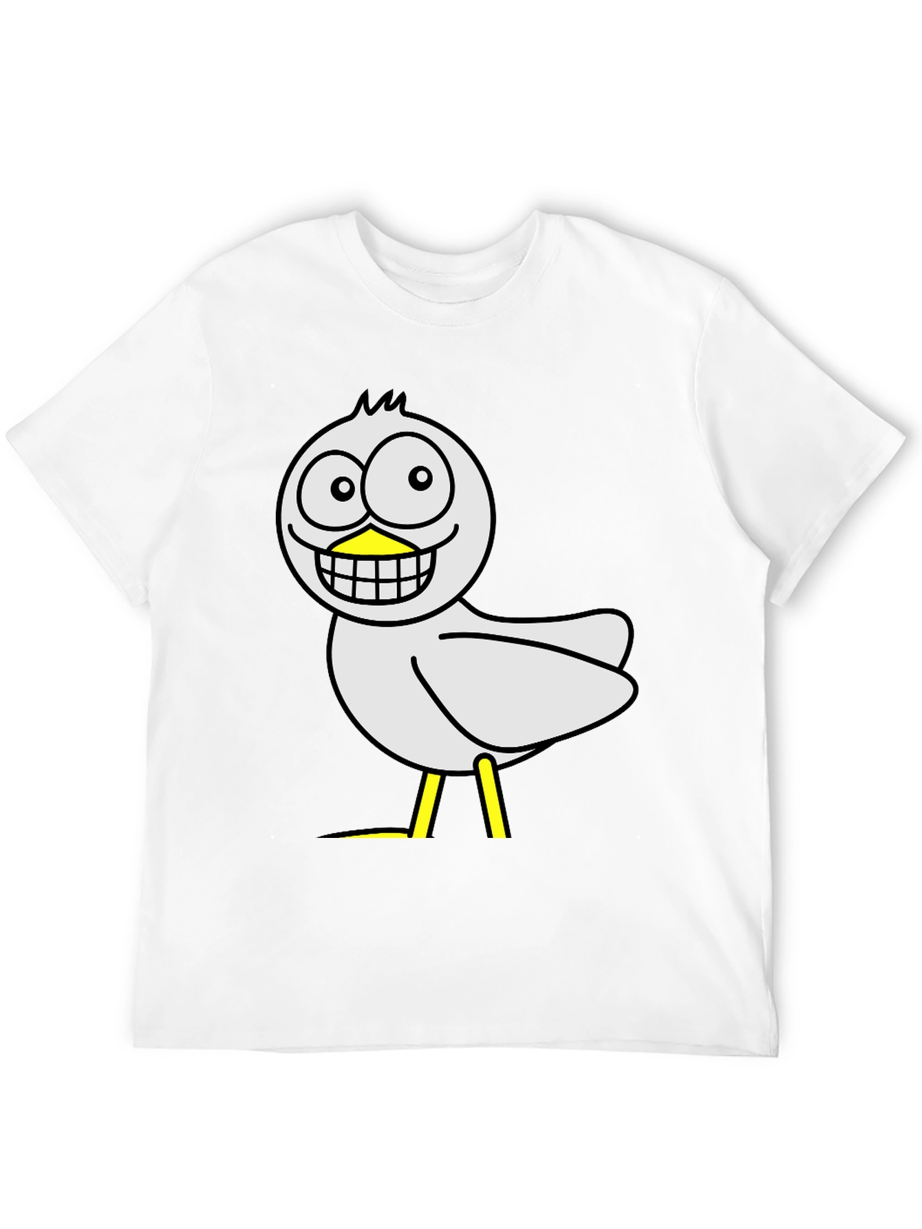 Funny Cartoon Bird Graphic Black T-Shirt