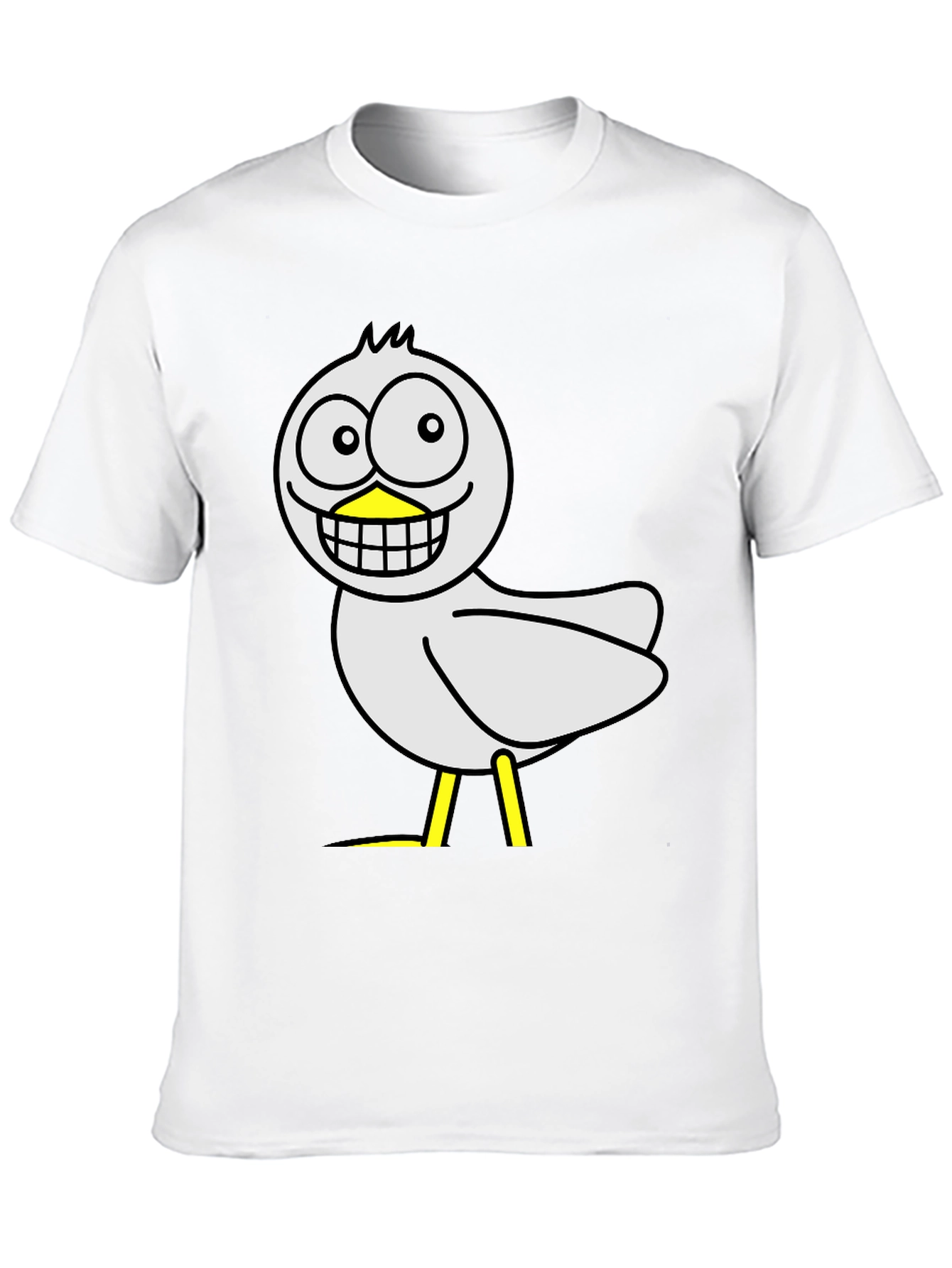 Funny Cartoon Bird Graphic Black T-Shirt