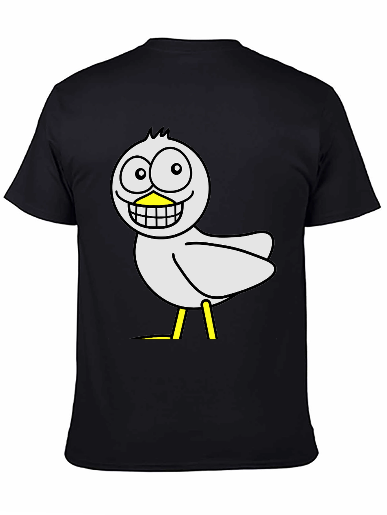 Funny Cartoon Bird Graphic Black T-Shirt