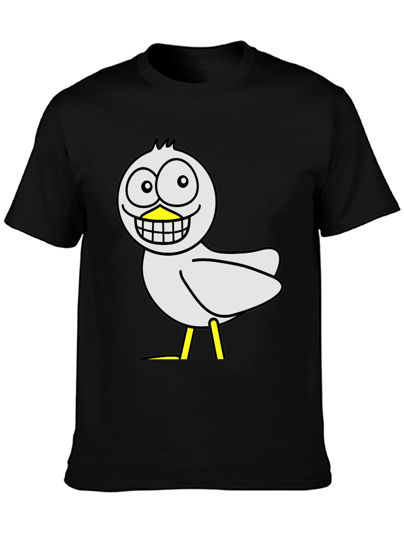 Funny Cartoon Bird Graphic Black T-Shirt