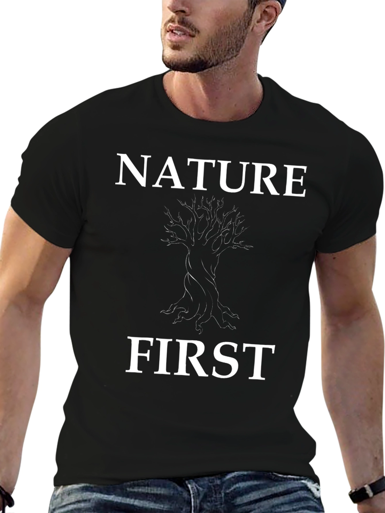 Nature First Graphic Tee - Mens Black T-Shirt