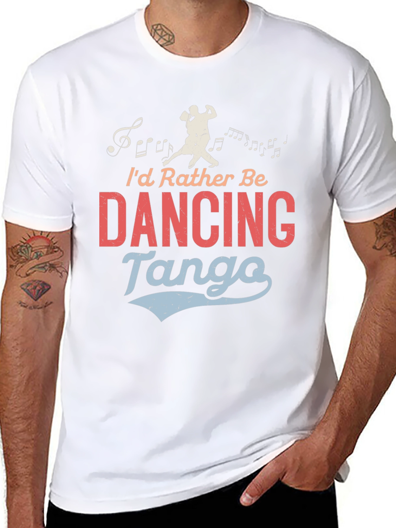 Dancing Tango Graphic Tee - Black Crew Neck