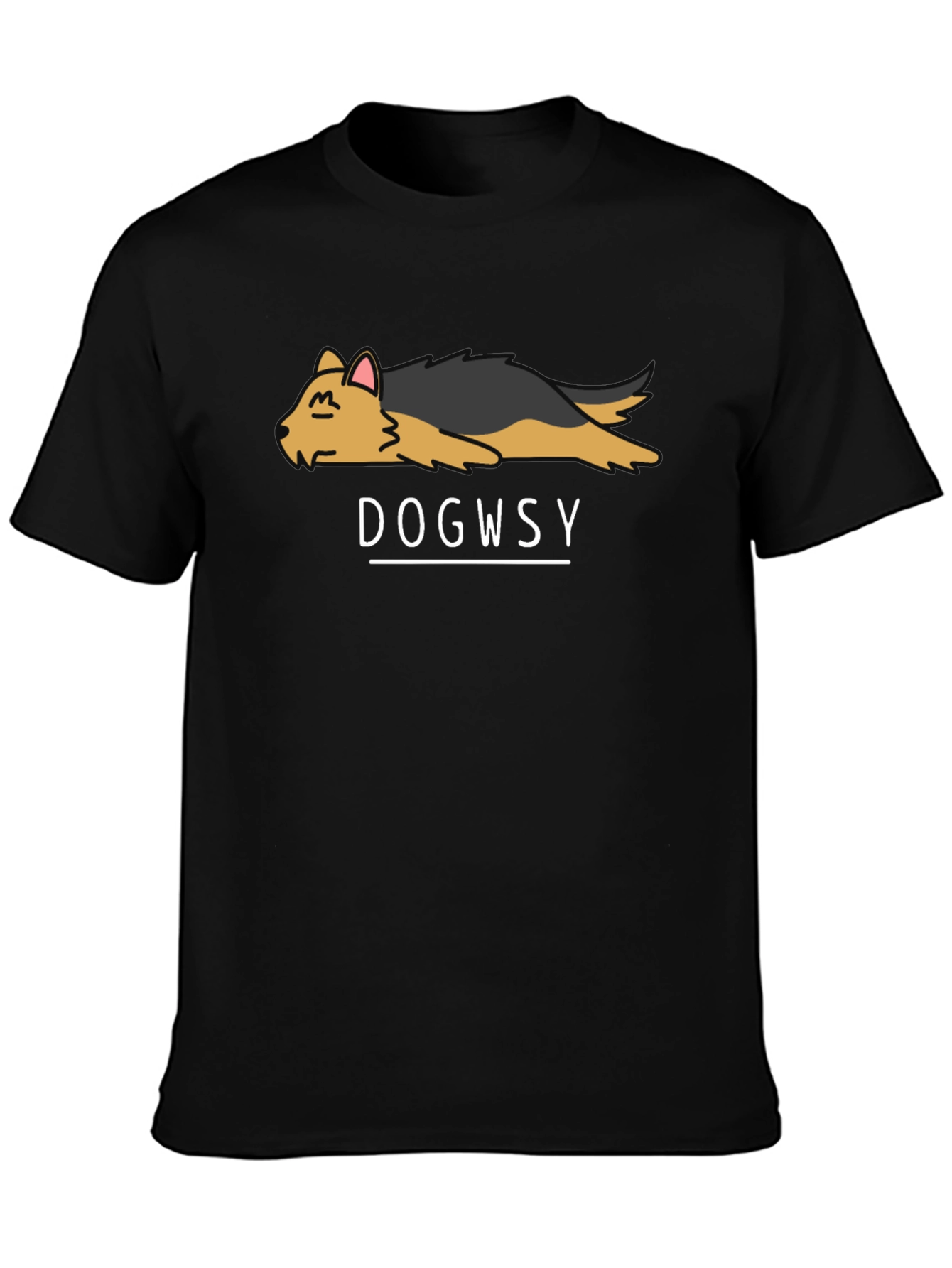 Dogwsy Black T-Shirt: Cute Dog Graphic Tee