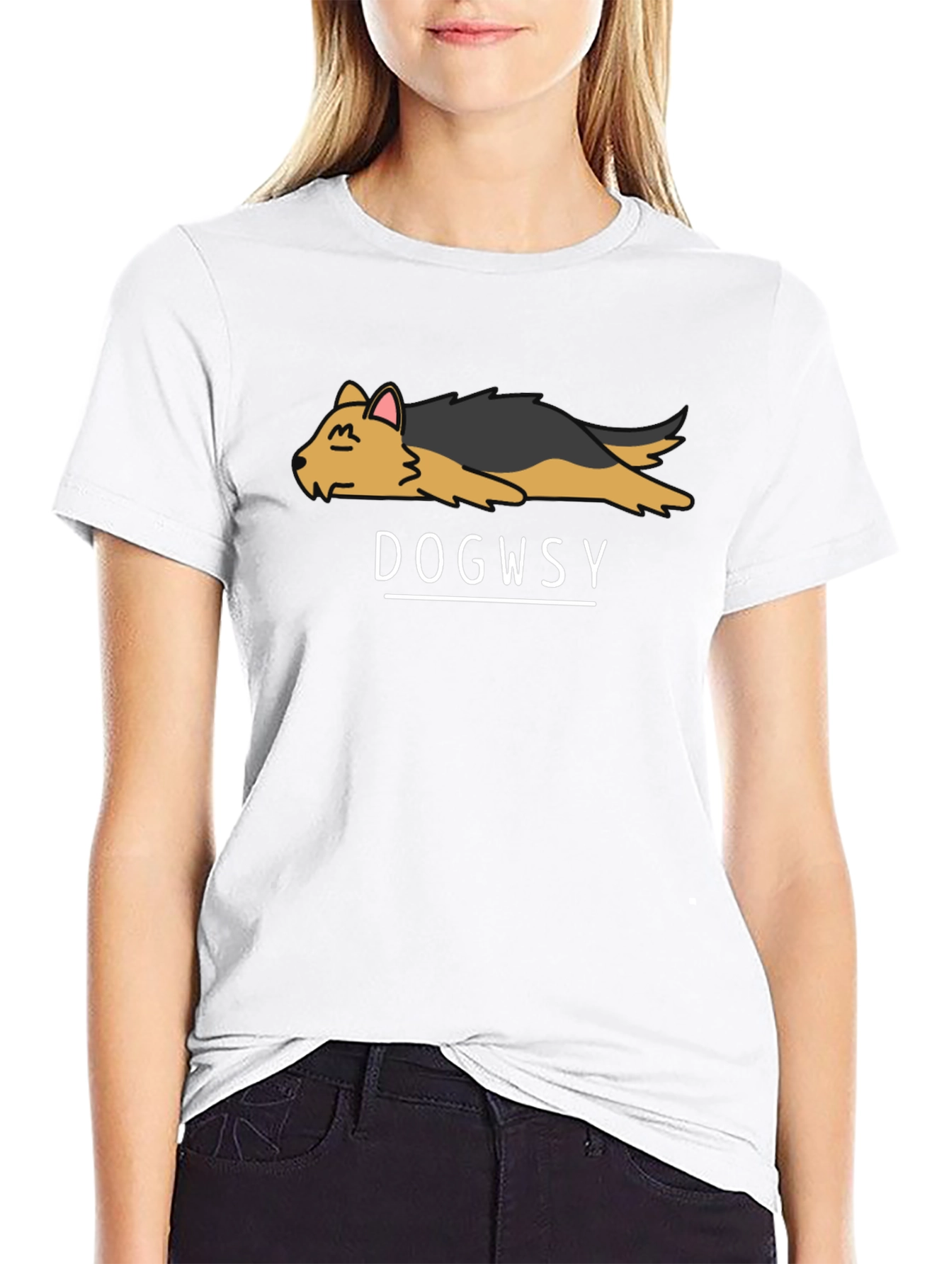 Dogwsy Black T-Shirt: Cute Dog Graphic Tee