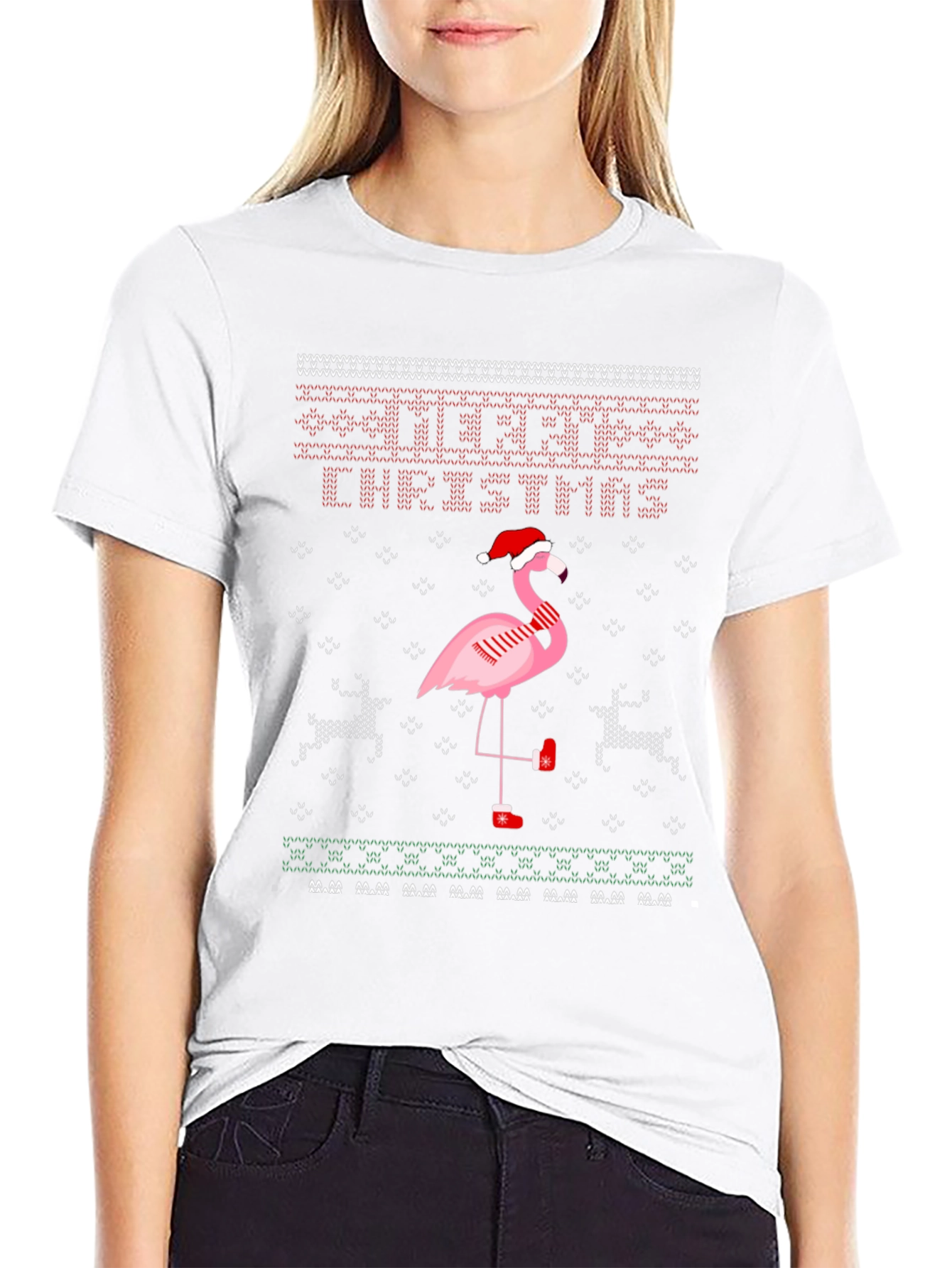 Festive Flamingo Christmas T-Shirt