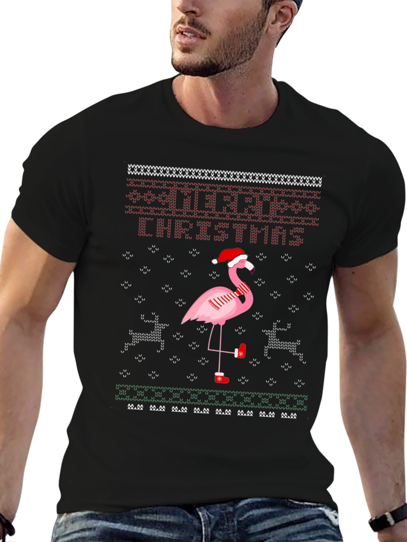 Festive Flamingo Christmas T-Shirt
