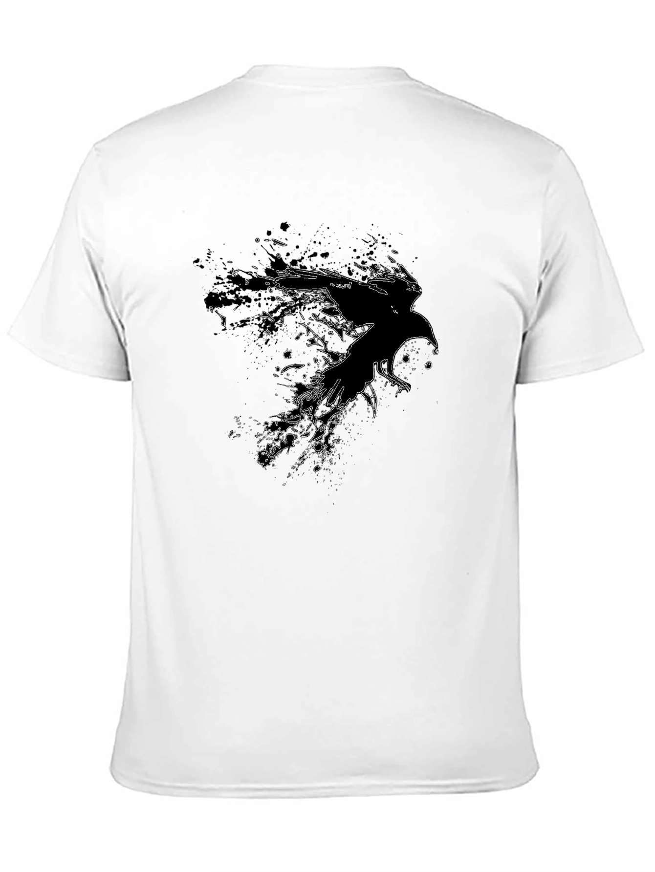 Abstract Raven Graphic Tee - Black Cotton Blend