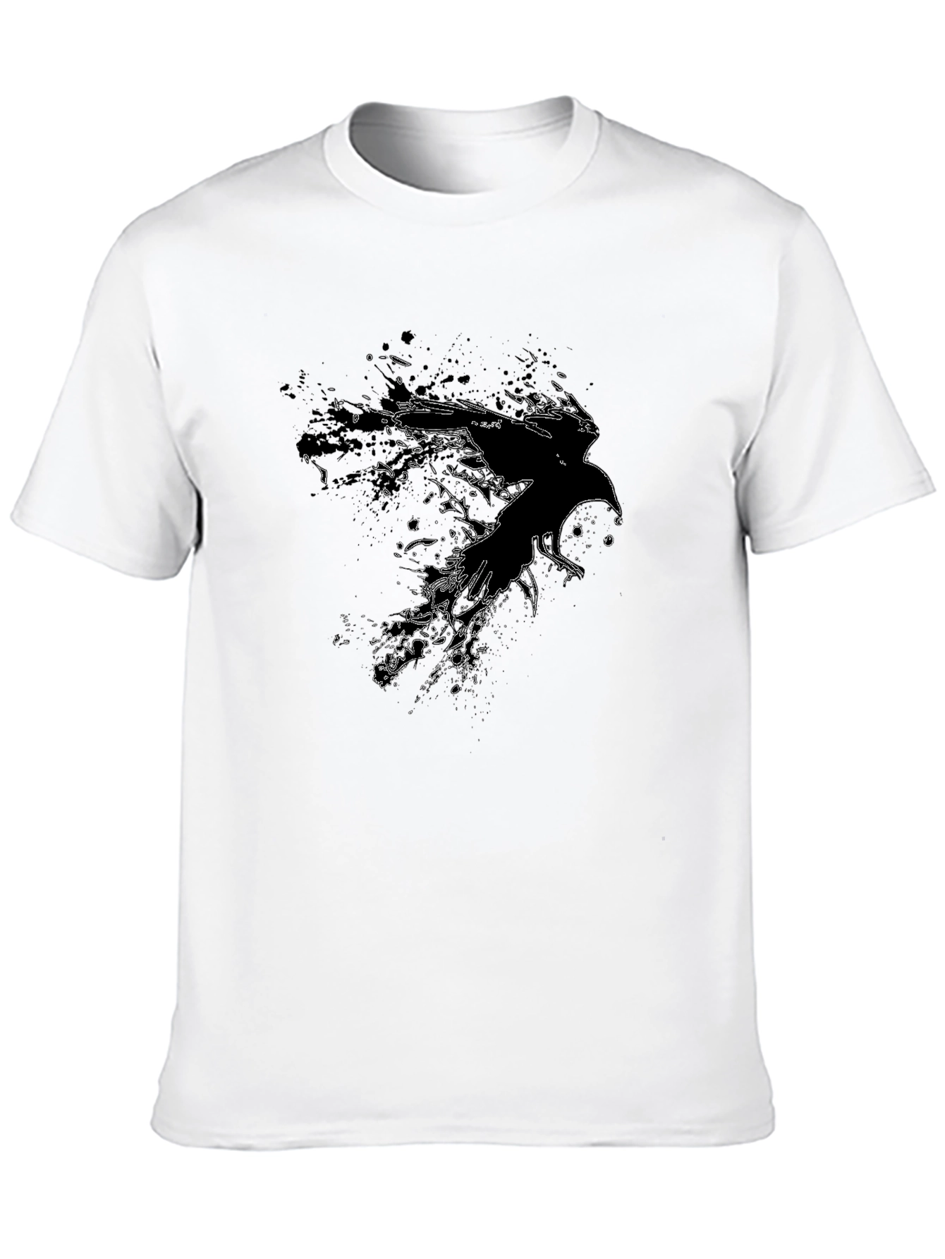 Abstract Raven Graphic Tee - Black Cotton Blend