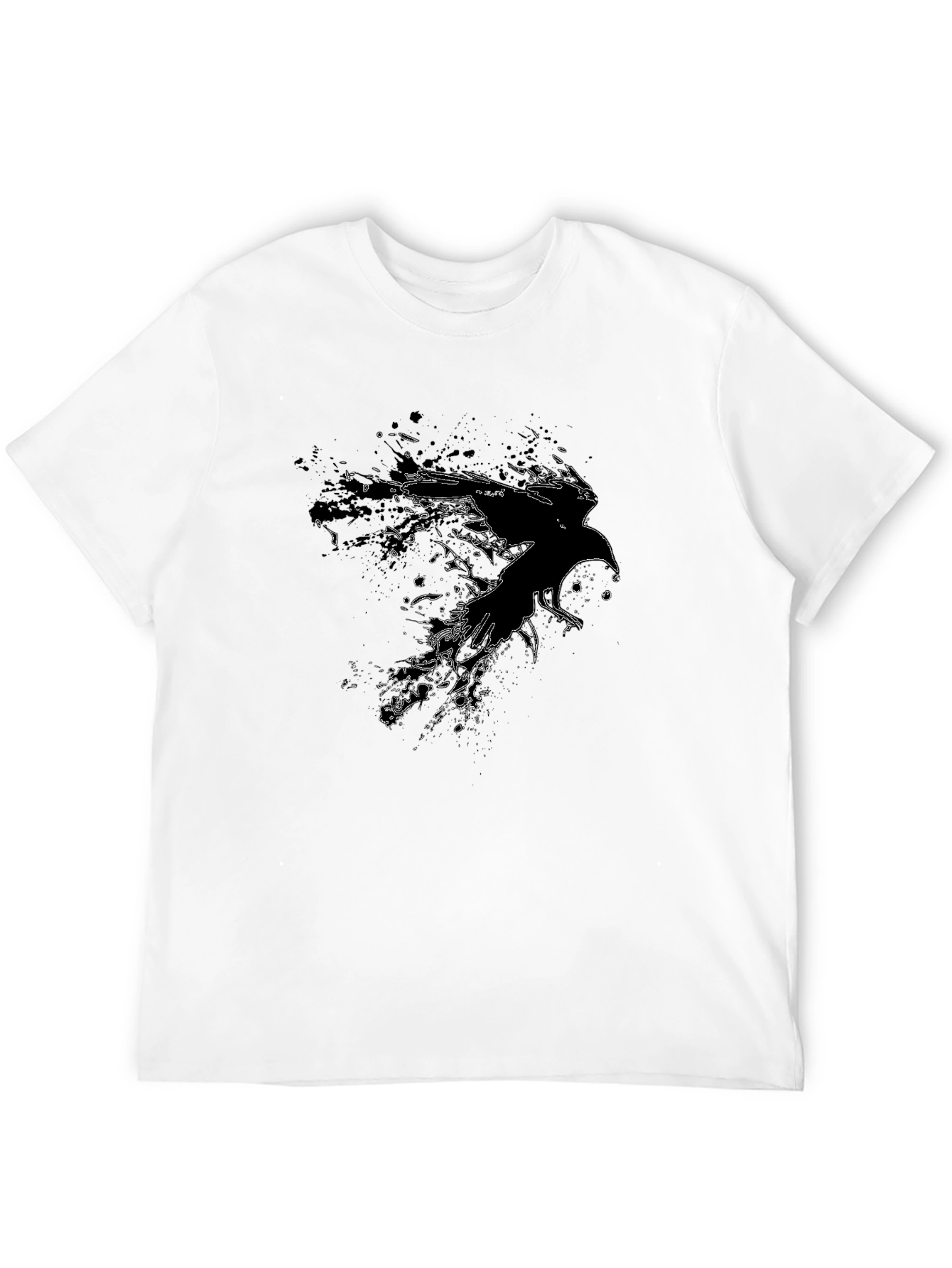 Abstract Raven Graphic Tee - Black Cotton Blend