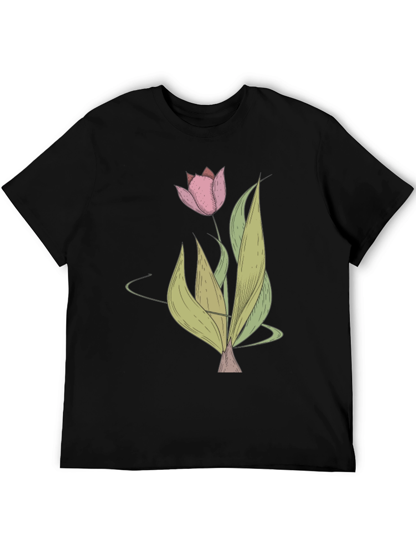Tulip Graphic Black T-Shirt - Stylish Floral Tee