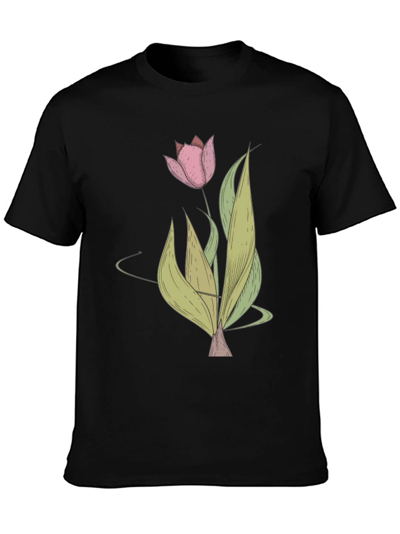 Tulip Graphic Black T-Shirt - Stylish Floral Tee
