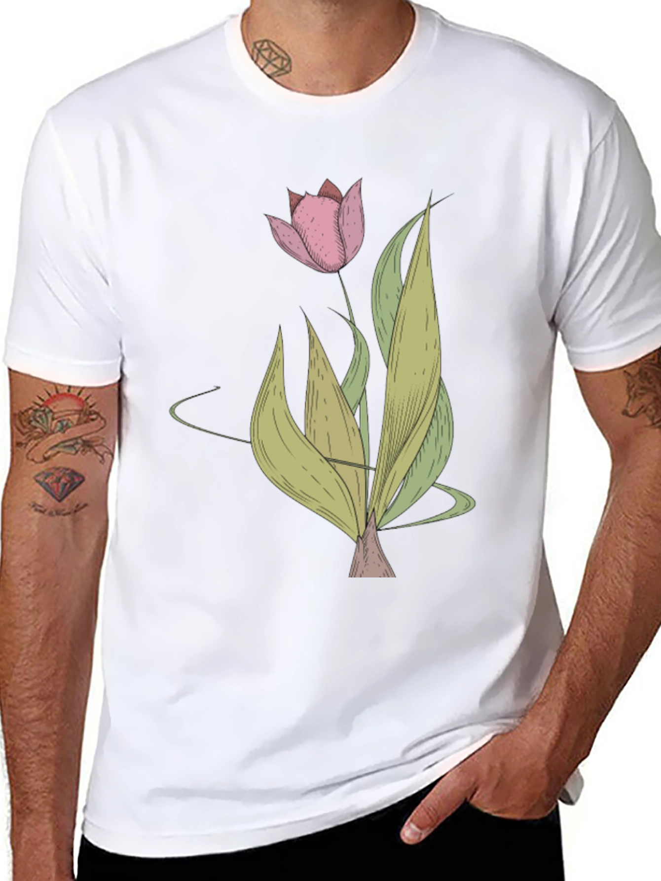 Tulip Graphic Black T-Shirt - Stylish Floral Tee
