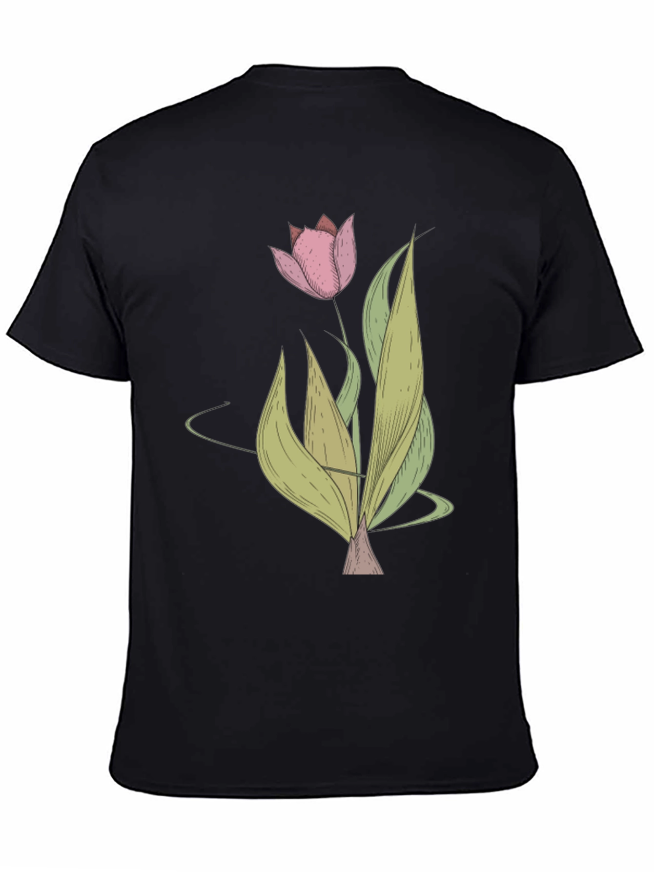 Tulip Graphic Black T-Shirt - Stylish Floral Tee