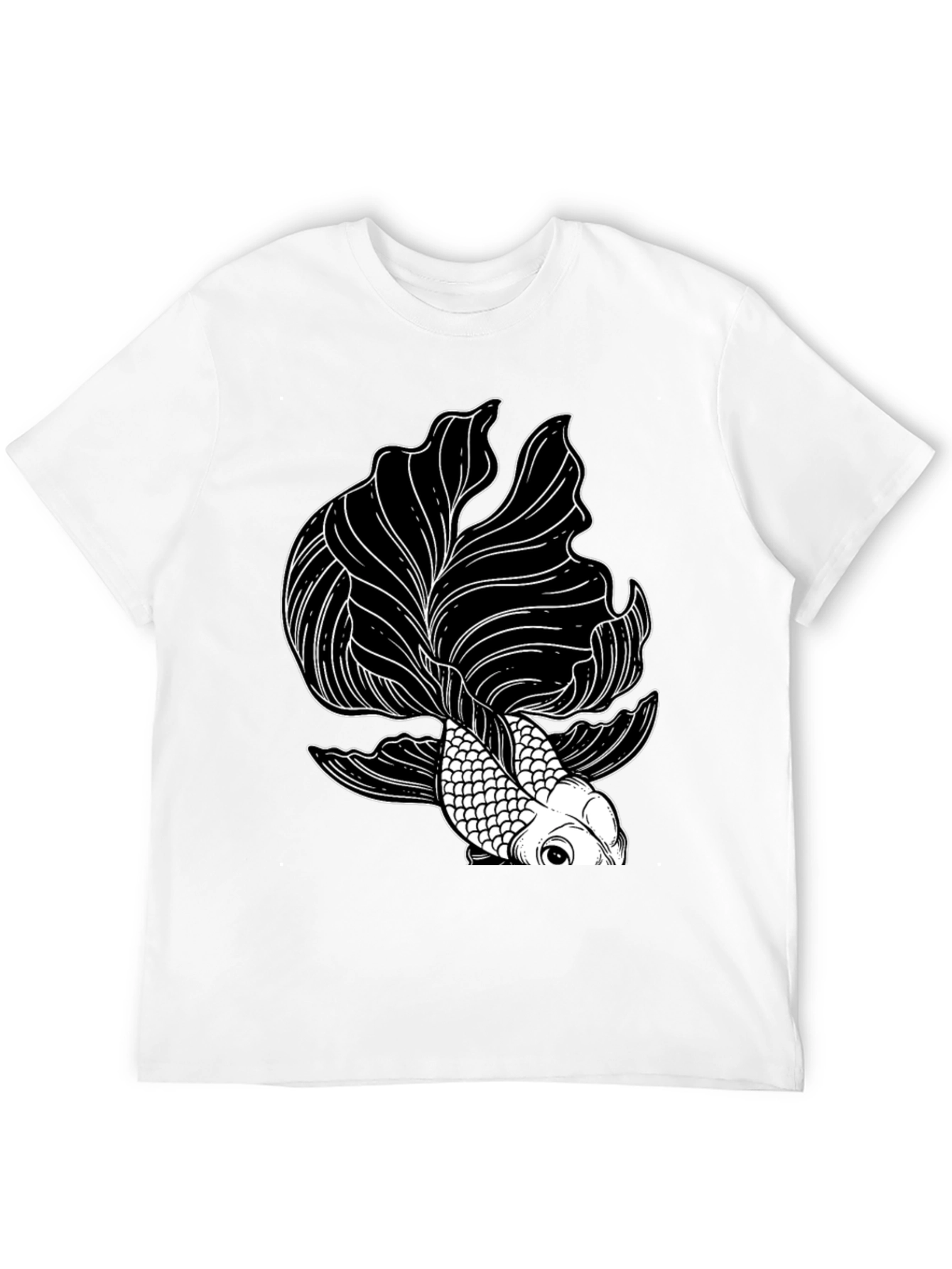 Black T-Shirt with Koi Fish Graphic