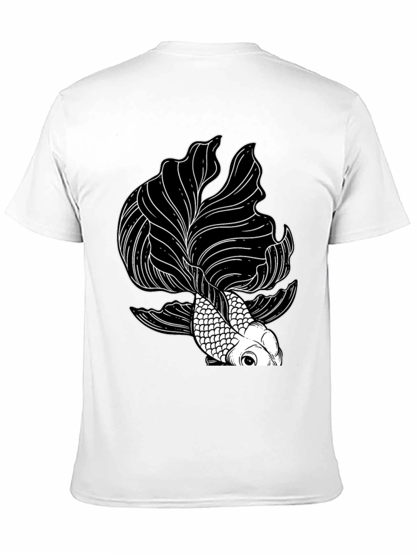 Black T-Shirt with Koi Fish Graphic
